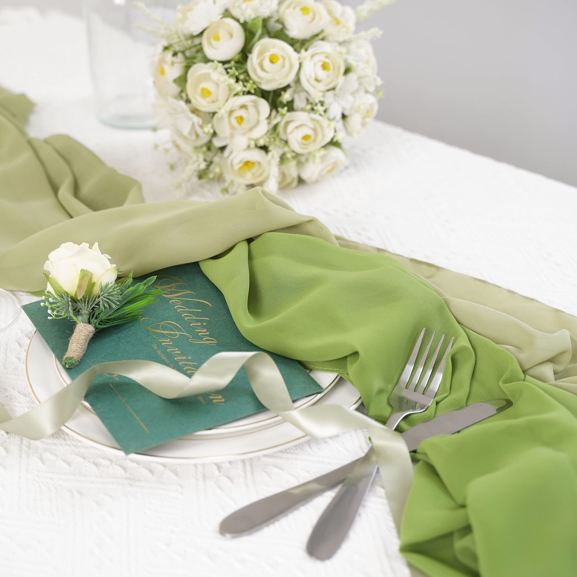 2-Pack 10 FT Sage Green Chiffon Table Runner - 29 x 122 Inch Sheer Wedding Tablecloth for Wedding Decor, Baby Shower, Bridal Shower, Birthday Party, Cake Table & Backdrop Decorations | Elegant & Versatile Event Decor