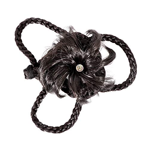 Honbon Synthetic Hair Bun Updo Hairpiece - Wavy Curly Messy Ponytail Hair Accessory Set (Black) | Perfect for Cosplay, Parties & Everyday Hairstyles