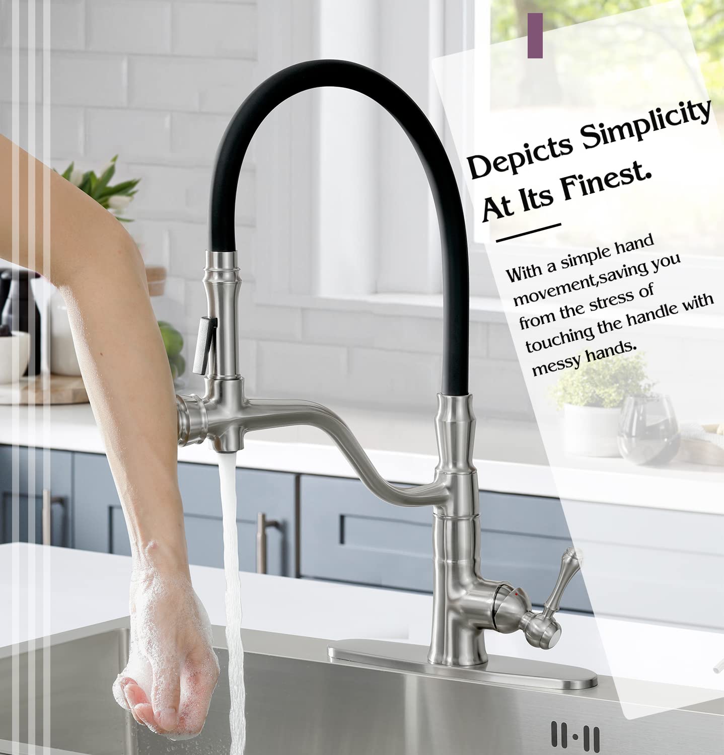 Premium Black Kitchen Faucet with Pull-Down Sprayer & Pot Filler - Brushed Nickel Finish for Modern Kitchens | Ideal for Cooking, Washing Dishes & Filling Pots