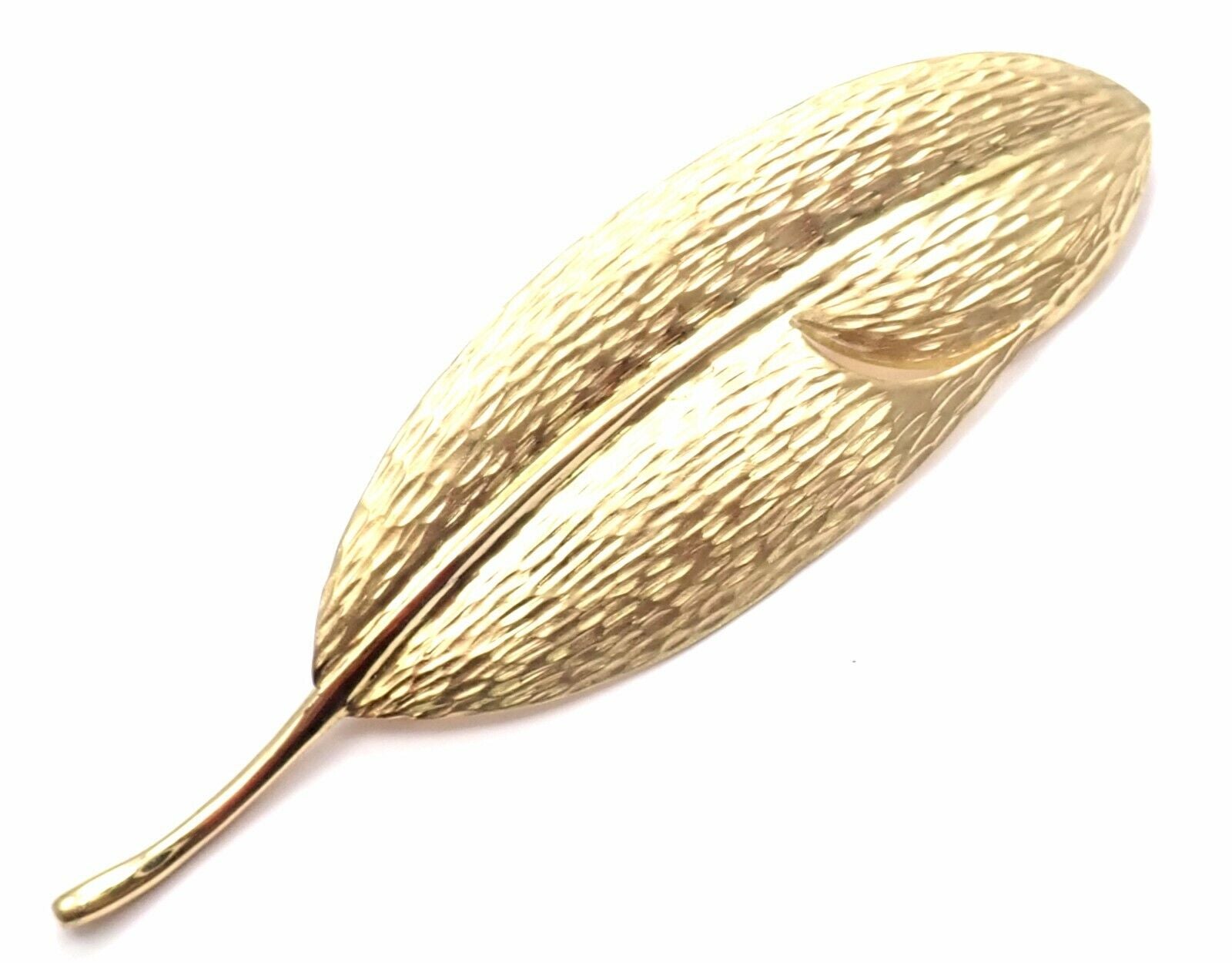 Authentic Tiffany & Co Angela Cummings 18K Yellow Gold Leaf Pin Brooch - Elegant Jewelry for Women, Perfect for Weddings, Parties & Special Occasions