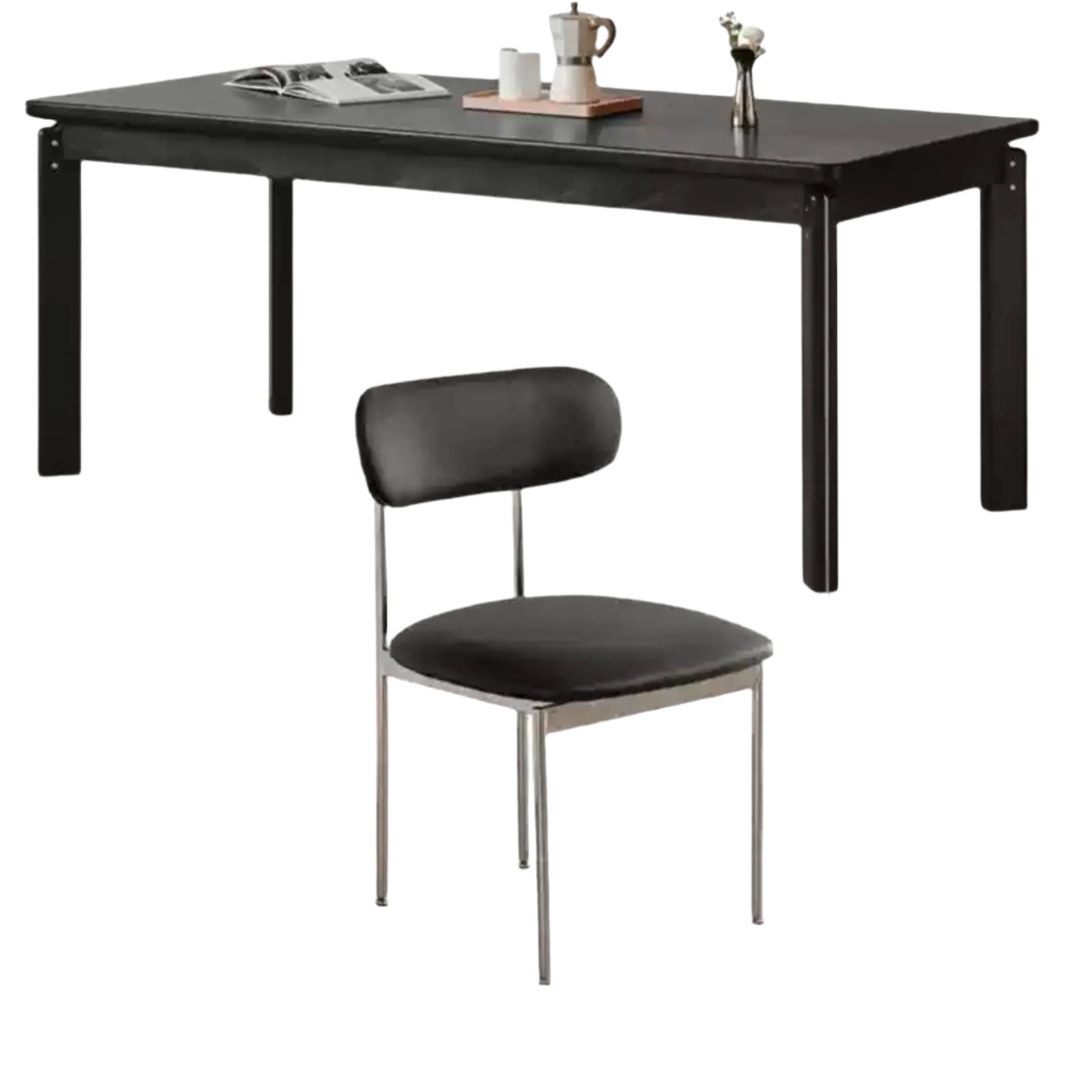 70.9x 33.5x29.9 inch  /180x85x75 сm /Black Color  / Dining table+chair organic leather