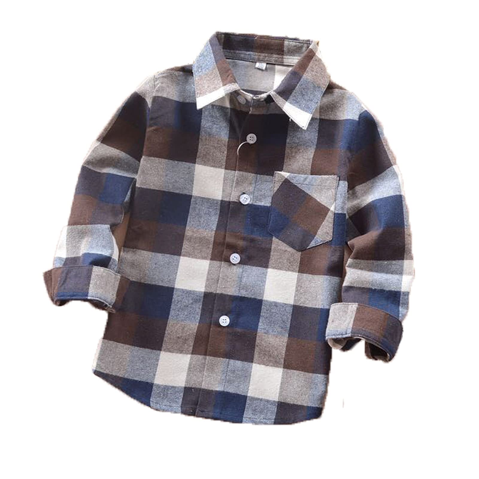 Boys Girls Plaid Flannel Shirts Long Sleeve Button Down Dress Shirts for Toddler Kids 2T-8T - Perfect for School, Playdates & Family Photos