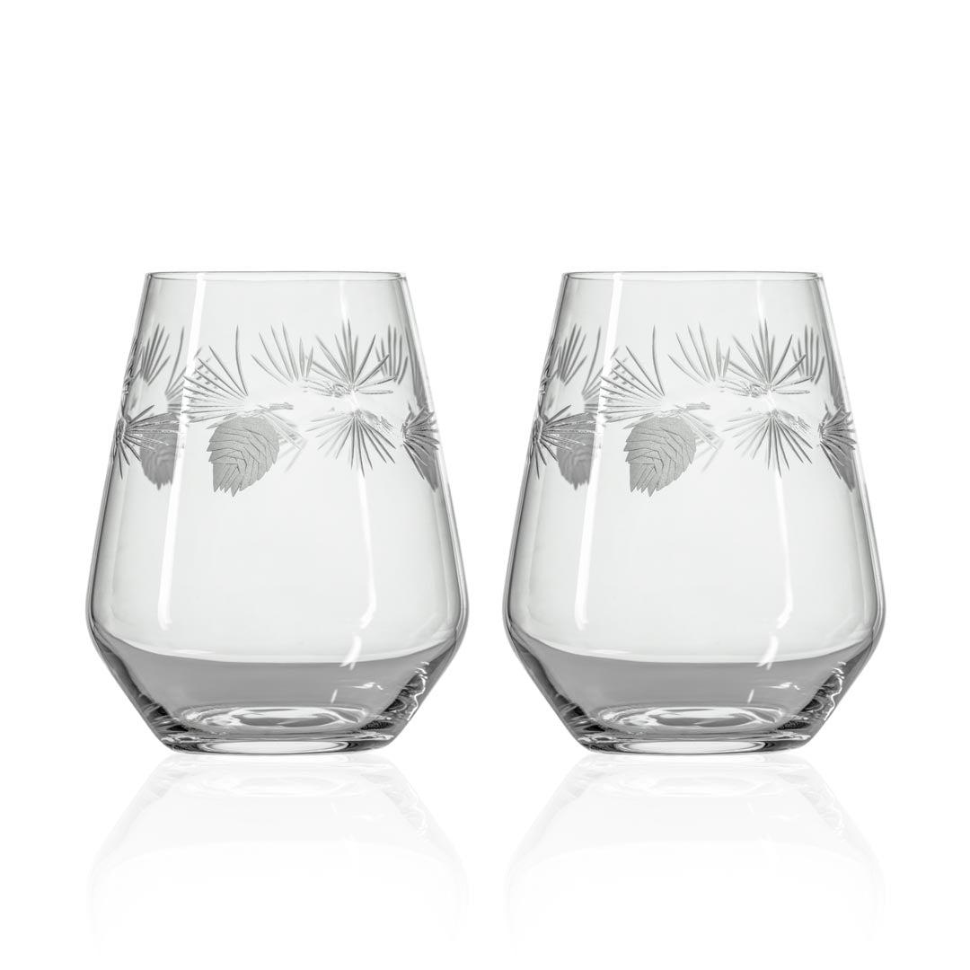 Icy Pine 18oz Stemless Wine Tumbler Glass Set of 2 - Perfect for Chilled White Wine, Cocktails & Outdoor Parties - BPA-Free, Dishwasher Safe Drinking Glasses for Home & Entertaining