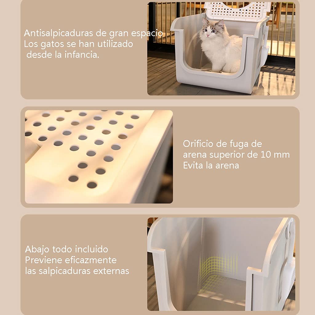 Large Enclosed Cat Litter Box with Scoop, Splash Guard & Odor Control - Upward Entry Design for Easy Cleaning | Perfect for Multi-Cat Homes & Small Apartments (Color B)