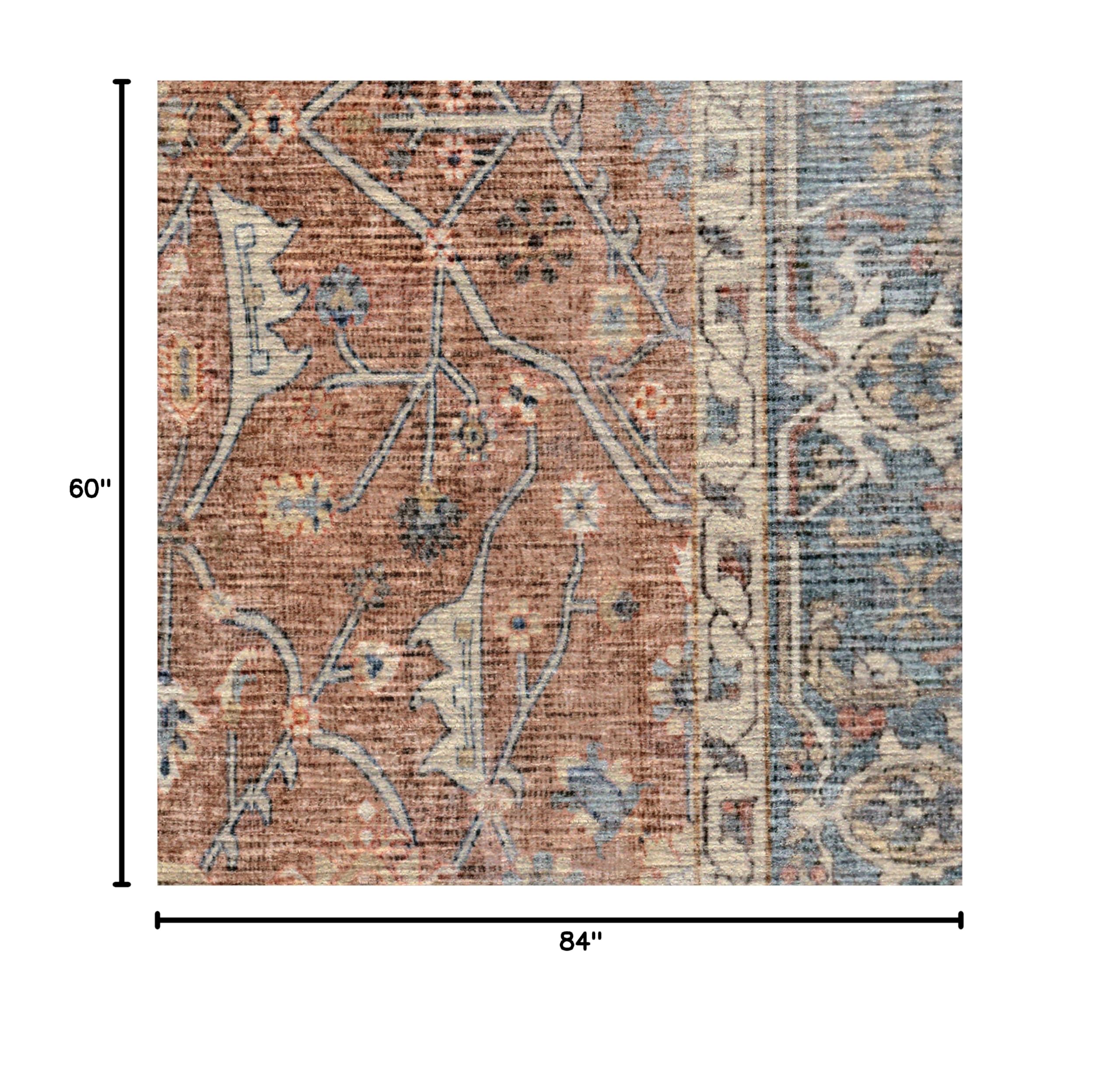 Ruggable Washable 5x7 Area Rug - Celestine Coral | Non-Slip Premium Rug for Living Room, Bedroom, Kitchen, Office & Classroom | Machine Washable with Gripper Pad | Perfect for High-Traffic Areas & Pet-Friendly Homes
