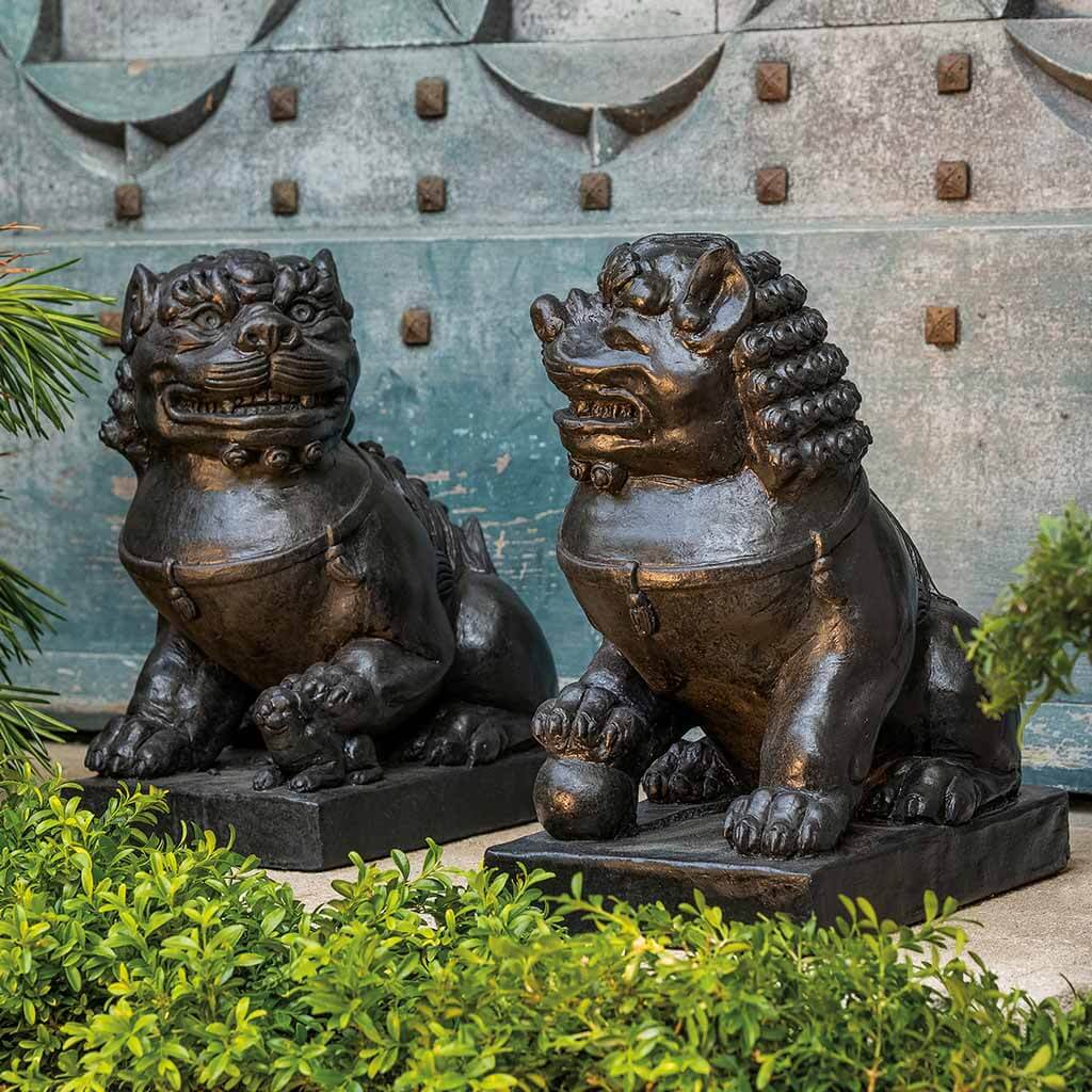 Campania International Traditional Foo Dog Statue Set - Feng Shui Guardian Lion Sculpture Pair for Home & Office Decor | Perfect for Entryway, Garden, and Asian-Inspired Interior Design