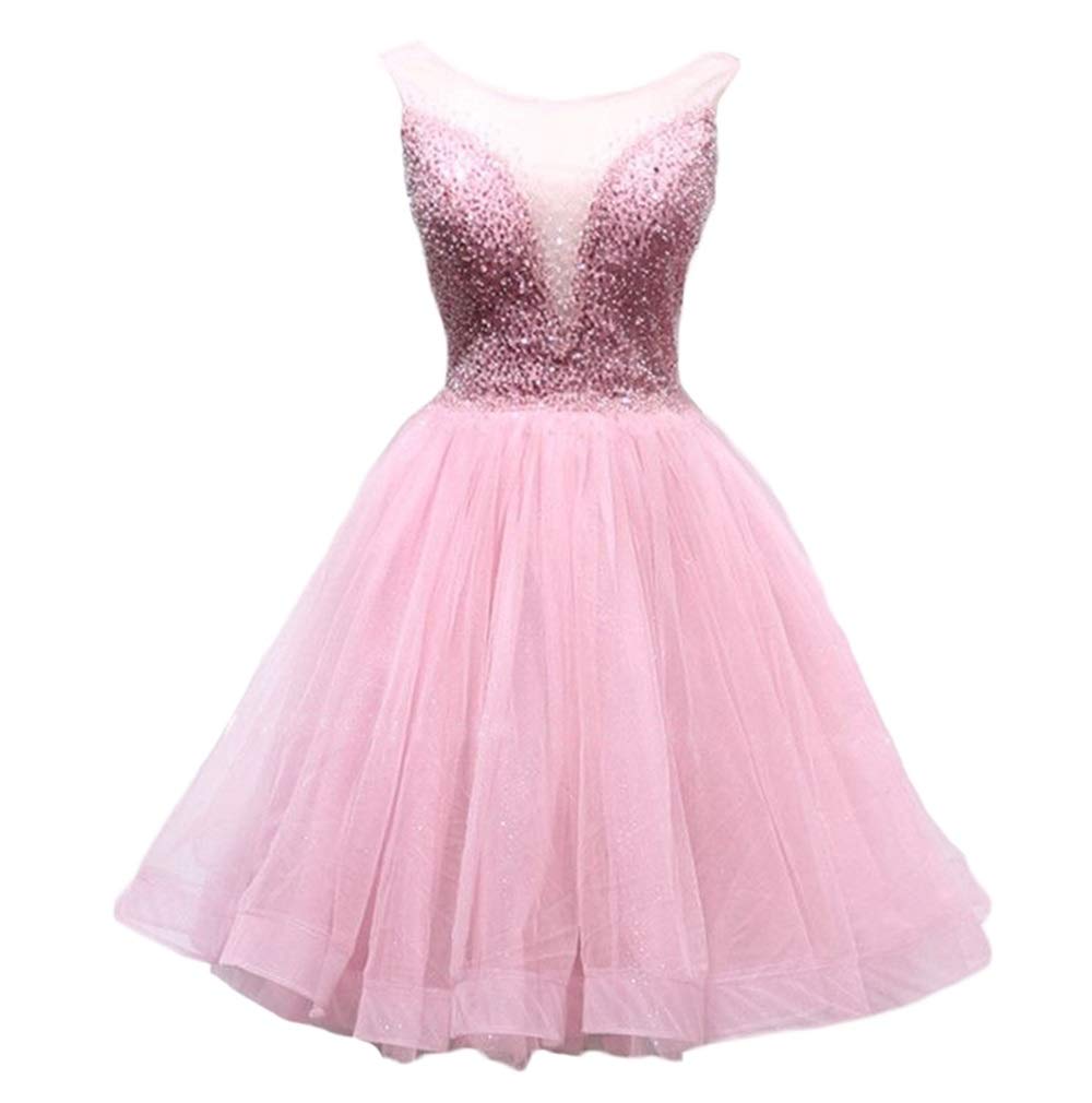 Elegant A-Line Tulle Beaded Prom Dress for Women - Short Party Cocktail Gown, Homecoming Dress for Special Occasions | Perfect for Prom Night, Cocktail Parties, and Formal Events
