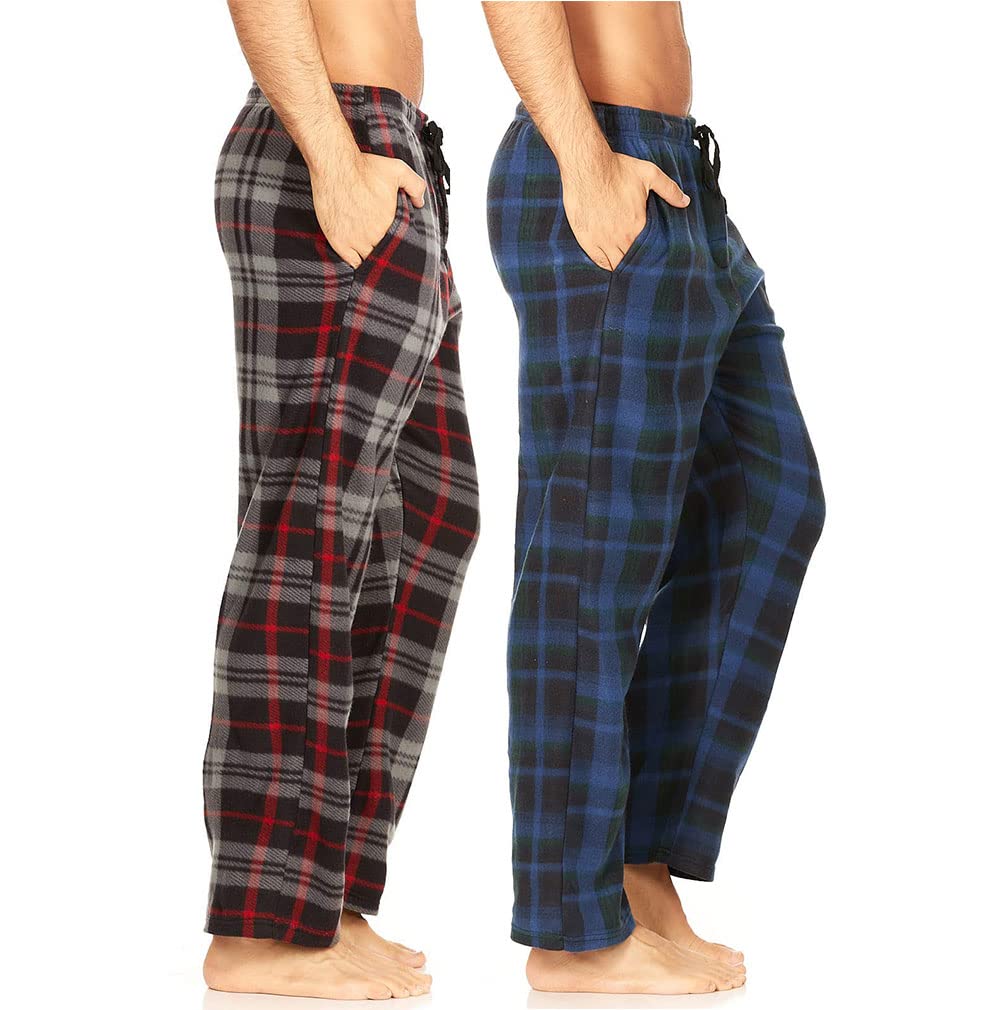 Daresay Men's Fleece Pajama Pants with Pockets - Soft Microfleece Sleepwear & Lounge Pants Multipack for Comfortable Nightwear and Relaxing at Home - Perfect for Winter, Lounging, and Gift Giving