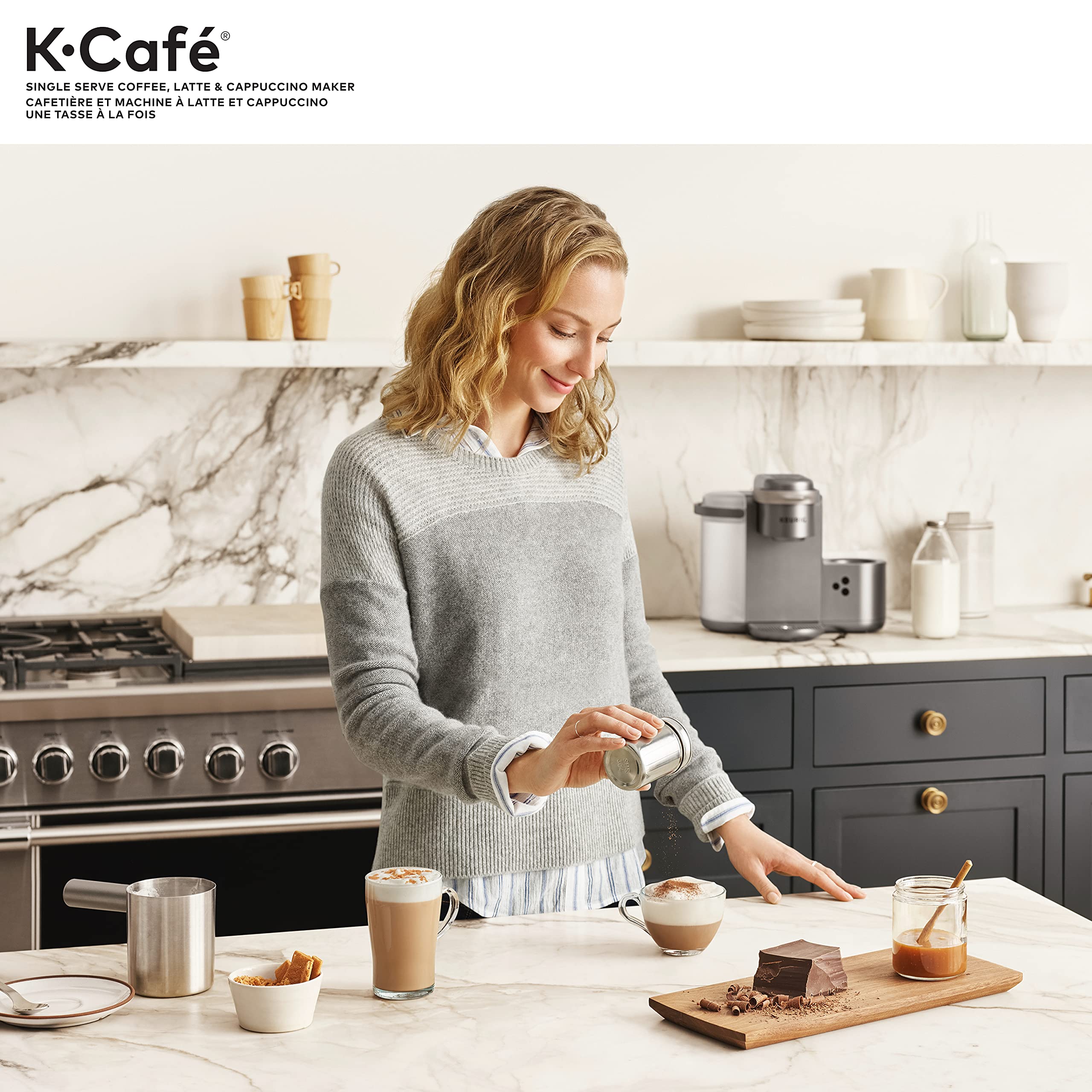 Keurig K-Café Single Serve Coffee Maker with Milk Frother - Brews K-Cup Pods, Lattes & Cappuccinos - Charcoal Grey - Perfect for Home, Office & Entertaining