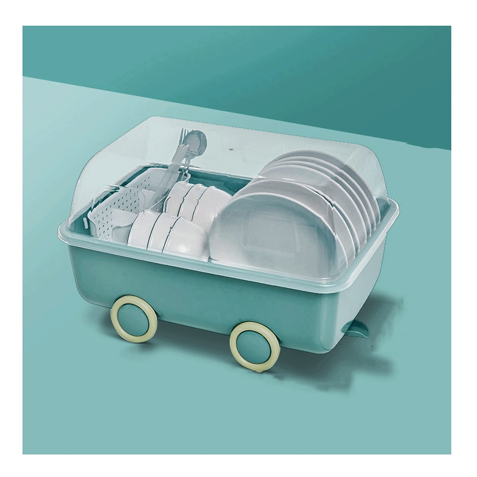 Stainless Steel Dish Rack with Drainboard - Large Kitchen Countertop Organizer for Plates, Bowls & Utensils - Space Saving Drying Rack for Small Apartments & Modern Kitchens (Color: Blue)