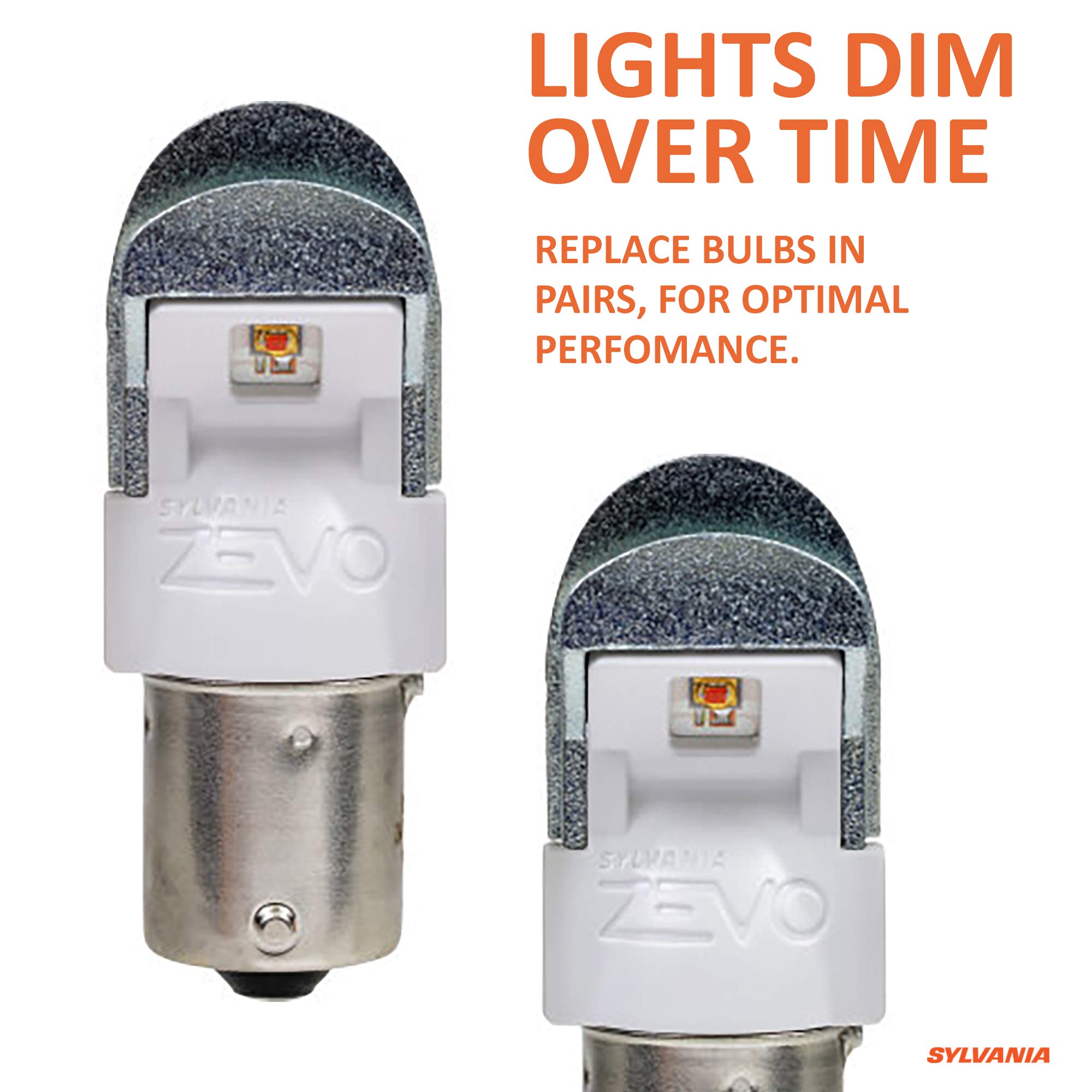 SYLVANIA 1156 ZEVO Amber LED Bulbs - 2 Pack for Park & Turn Lights