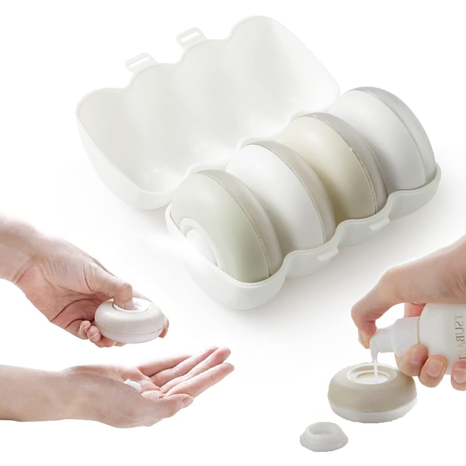 4-Piece Collapsible Travel Bottles Set - Round Liquid Lotion Dispenser Containers with Case | Portable Toiletry Storage for Shampoo, Conditioner & Cosmetics | Perfect for Air Travel, Gym & Vacation