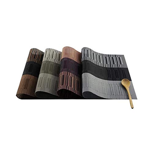 6 Washable PVC Heat Resistant Placemats - for Kitchen & Dining Table