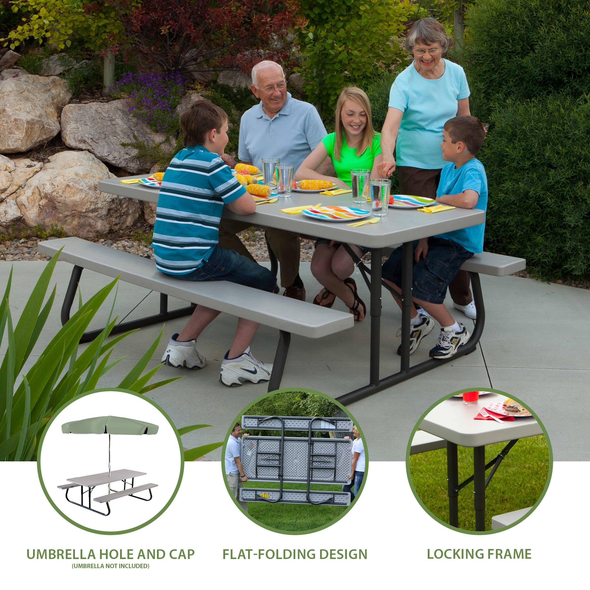 Lifetime 6-Foot Folding Picnic Table - Portable Outdoor Dining Table for Camping, Backyard, Patio & Picnics - Heavy Duty & Weather Resistant