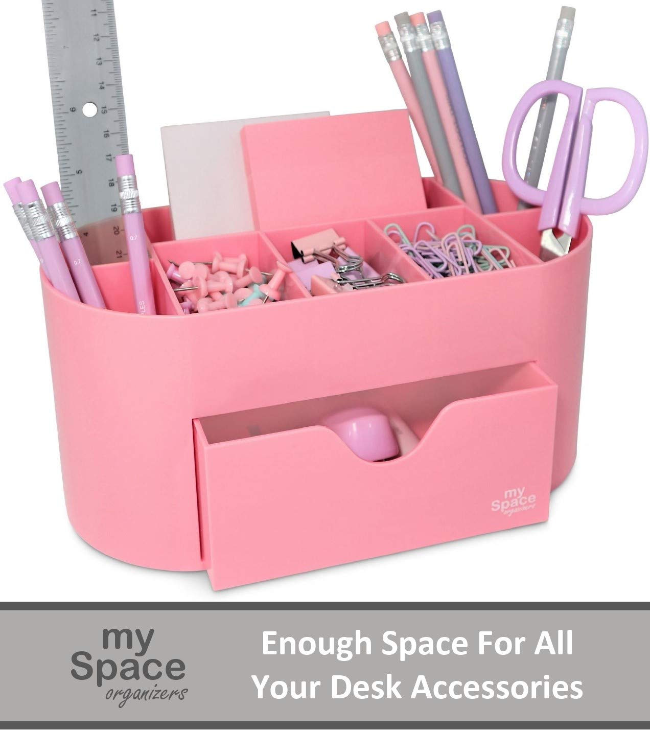 Pink Desk Organizer for Office Supplies - Stylish Pen Holder & Desktop Organizer for Home, Office, School & College Dorm - Perfect for Study, Work & Organization (Pink)