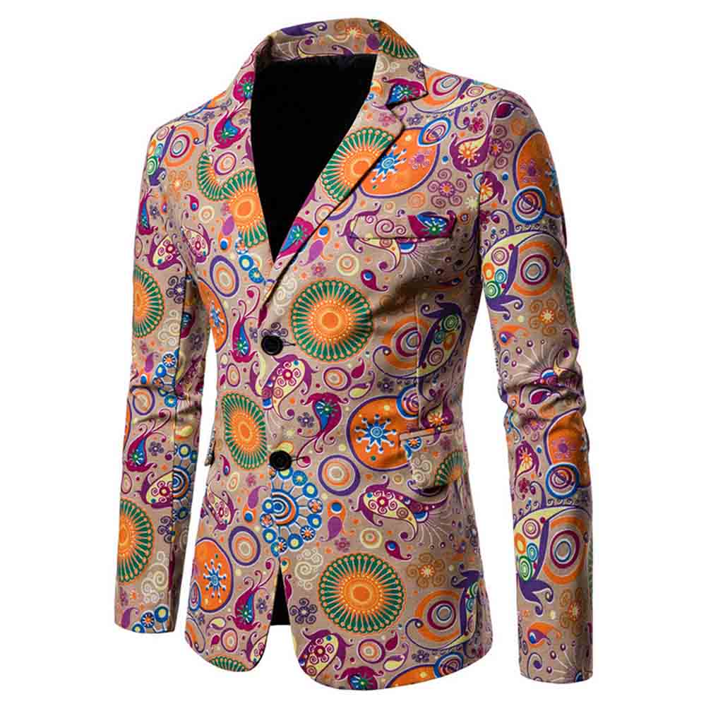 Men's Floral Printed Casual Suit Jacket Blazer Coat - Perfect for Weddings, Parties, and Business Casual Outfits