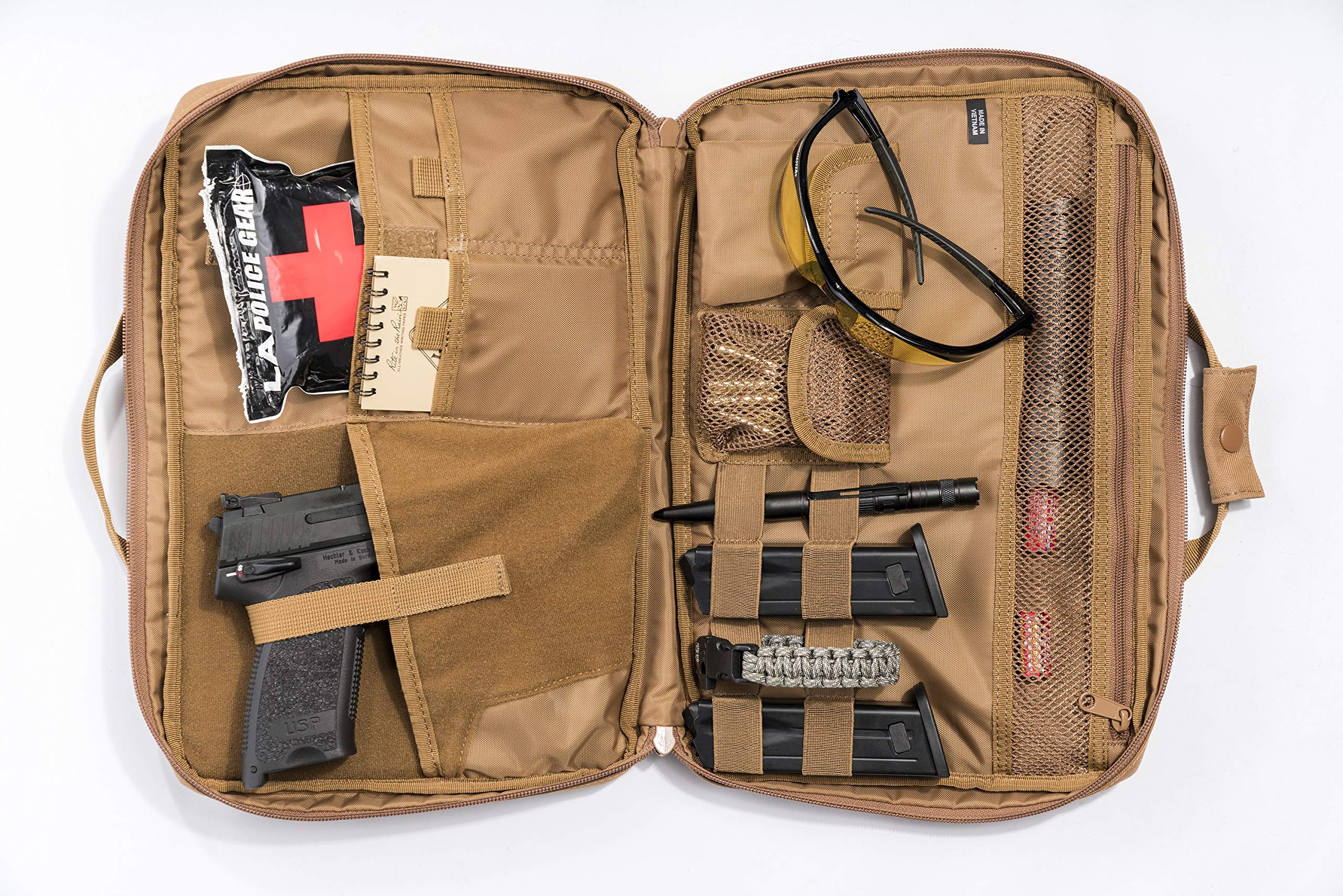LA Police Gear Tactical Soft Pistol Case - Durable Nylon Handgun Storage & Small Electronic Gear Organizer (Coyote) | Perfect for Range Trips, Travel & Secure Firearm Transport