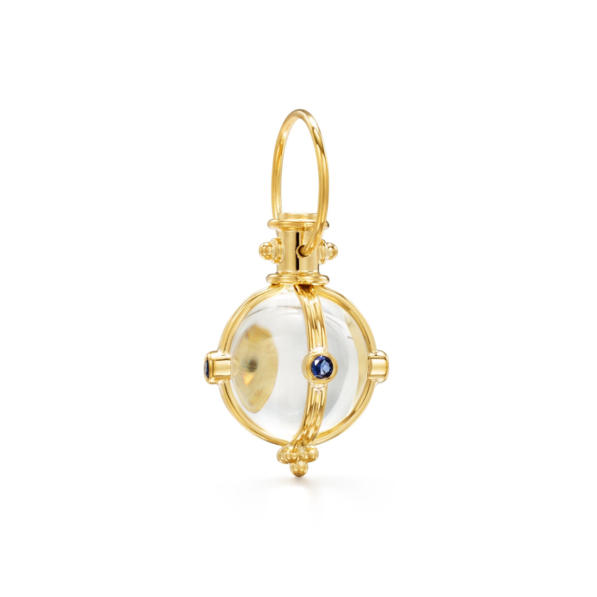 Temple St. Clair Genuine Sapphire Round Rock Crystal Amulet Pendant - Elegant Jewelry for Women, Perfect for Everyday Wear, Special Occasions & Spiritual Healing