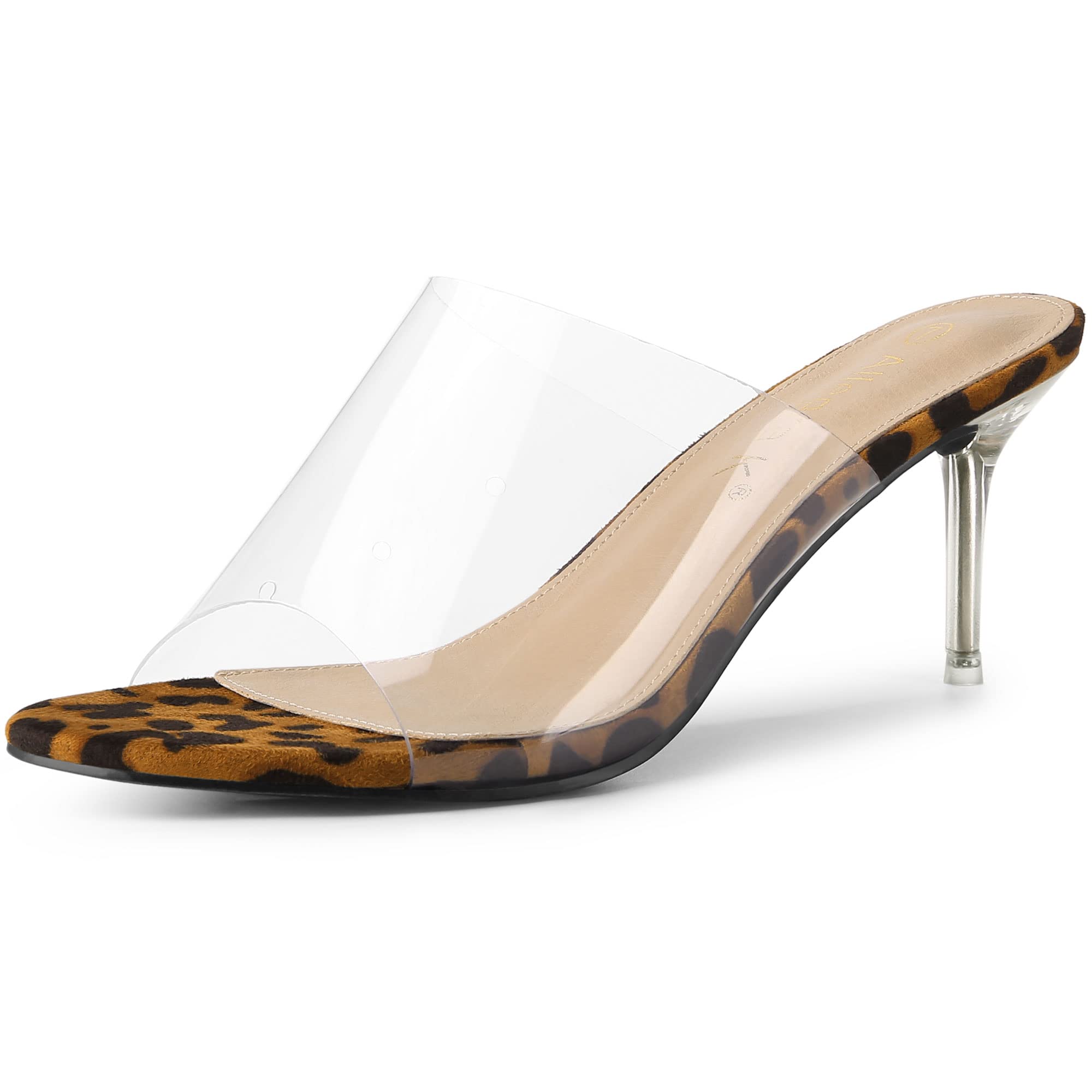 Allegra K Women's Clear Strap Stiletto Heel Sandals - Comfortable High Heel Slides for Party, Wedding & Evening Events