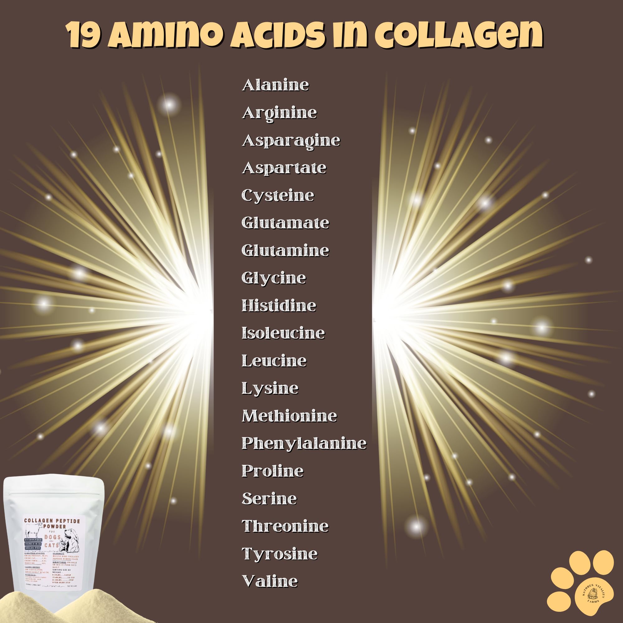 Hydrolyzed Collagen Peptide Powder for Dogs & Cats - Grass-Fed Beef, Pasture-Raised Bovine - Supports Hip & Joint, Skin, Gut & Bone Health - Pet Supplement for Active & Senior Pets