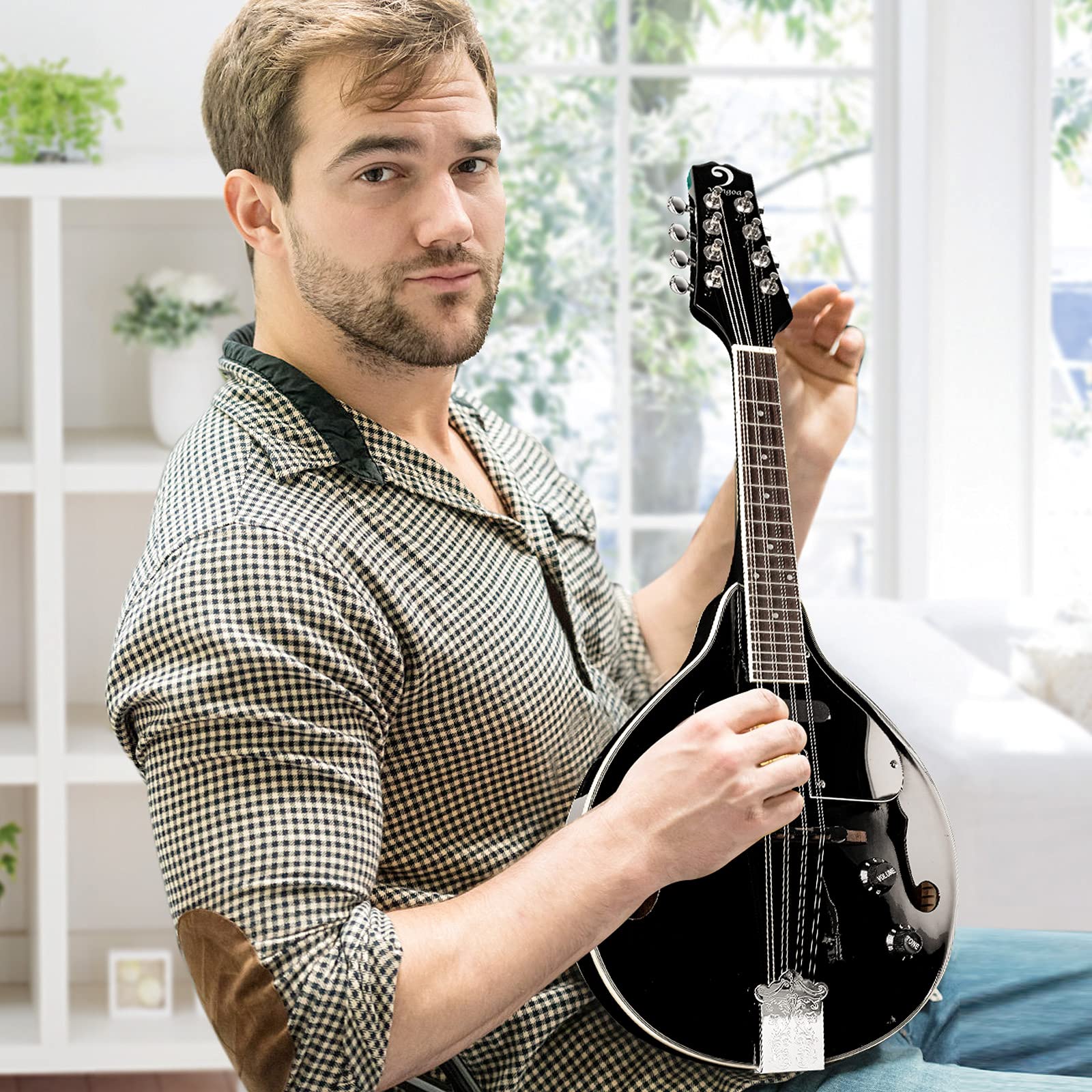 Vangoa A-Style Mahogany Acoustic-Electric Mandolin for Beginners - Professional Quality Musical Instrument for Adults, Teens & Kids (Black) | Perfect for Bluegrass, Folk Music & Live Performances
