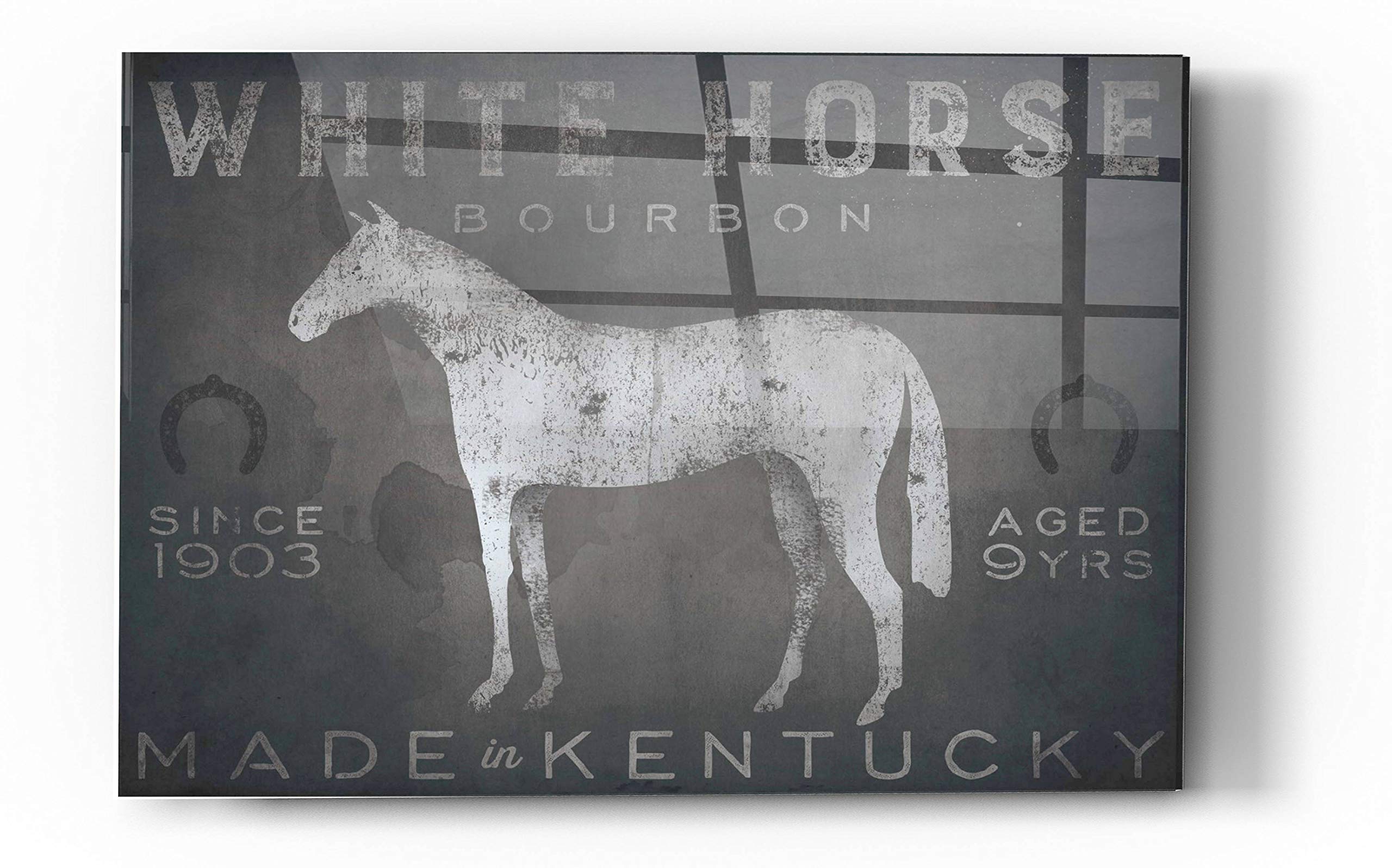 Epic 'White Horse with Words' Acrylic Glass Wall Art by Ryan Fowler - 24x36 Inch Modern Home Decor for Living Room, Bedroom & Office
