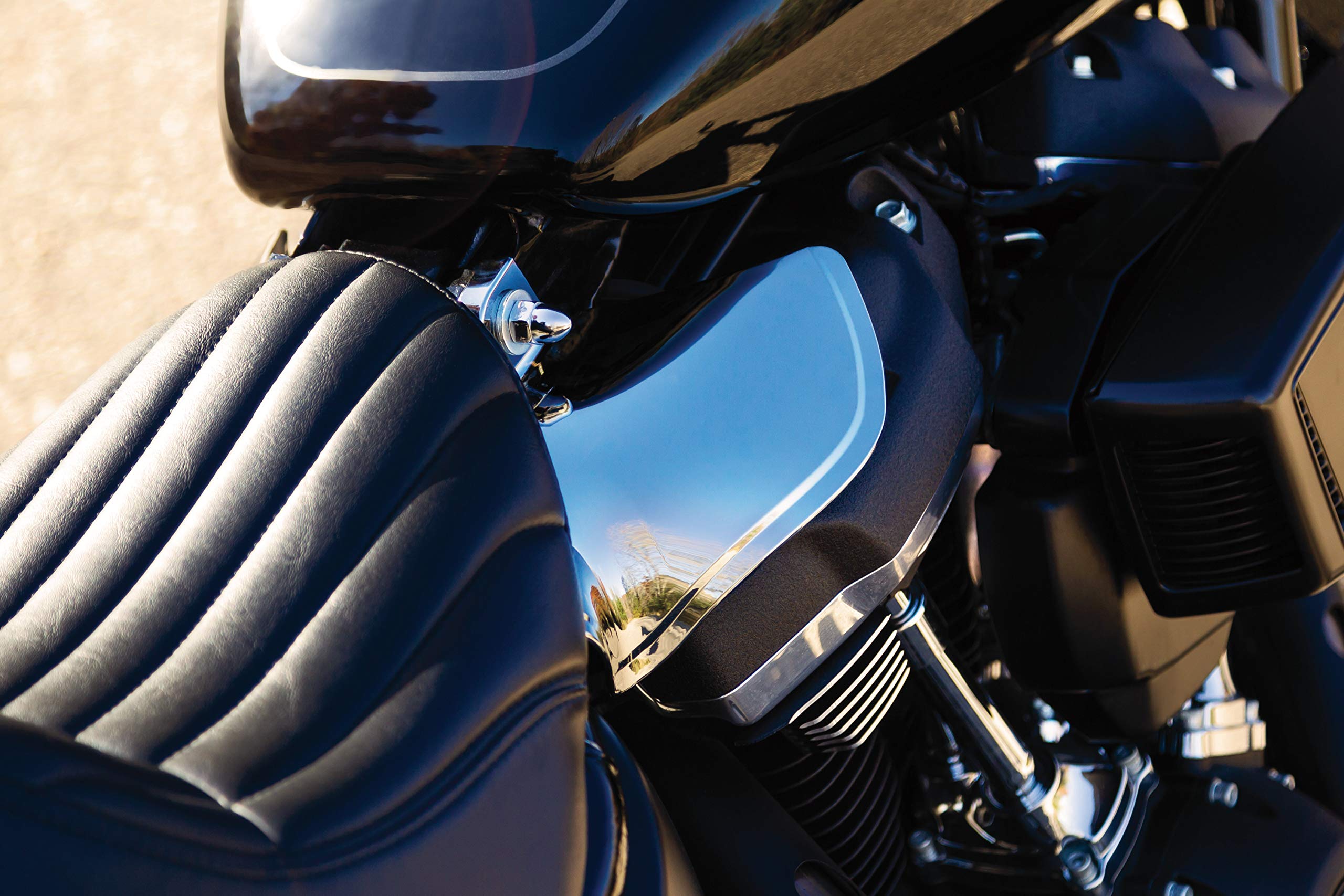 Kuryakyn 5789 Motorcycle Heat Deflector Saddle Shields for 2018-2019 Harley-Davidson Softail - Reflective Smoke (1 Pair) - Protect Legs from Exhaust Heat on Long Rides & Cruising