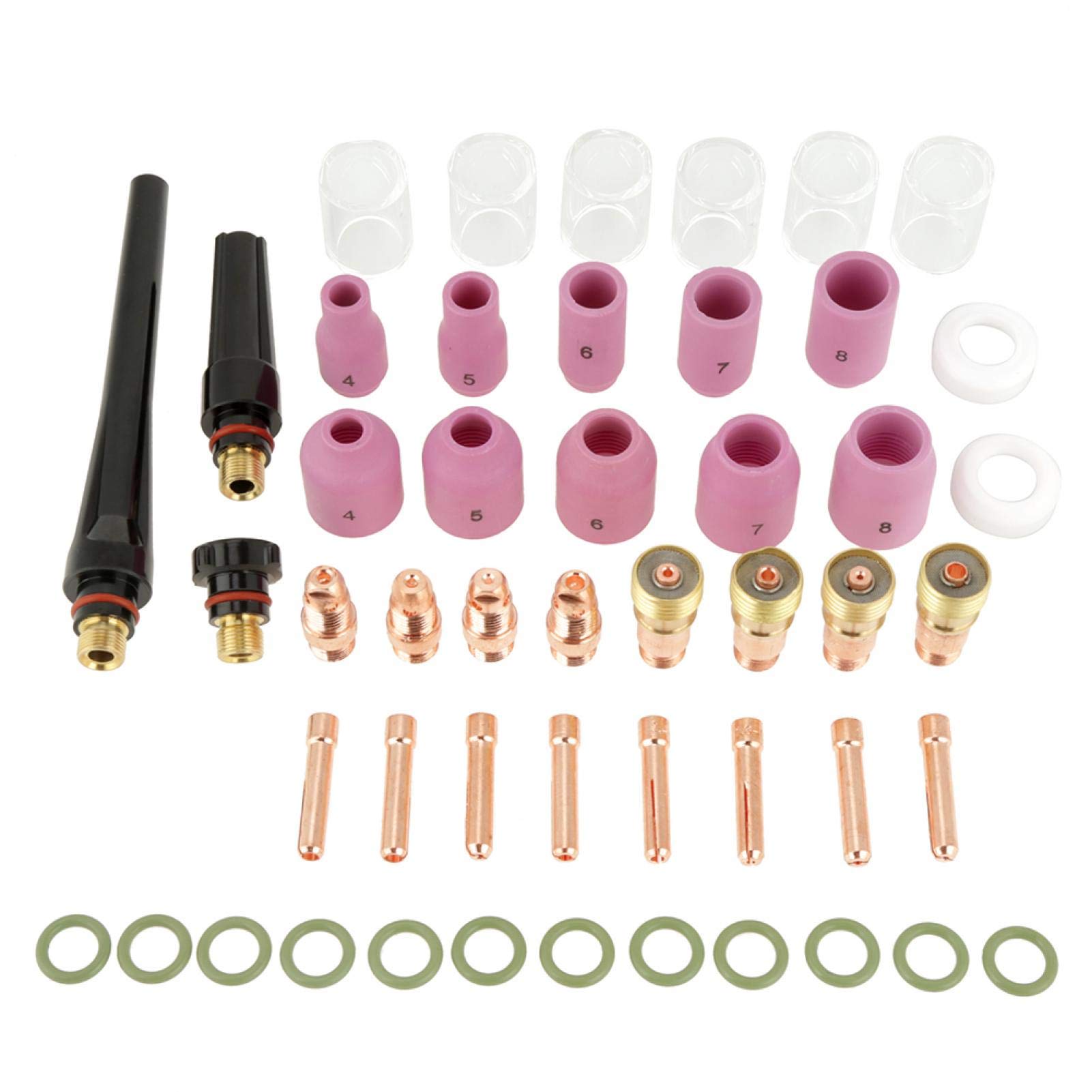 Vbestlife 49-Piece Gas Lens Alumina Nozzles & Collets Kit for TIG Welding Torch - Professional Welding Accessories for Precision Metalwork & Fabrication