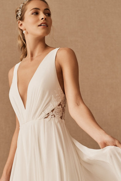 Jenny Yoo Elinor Wedding Gown - Elegant A-Line Bridal Dress with Lace Details | Perfect for Beach, Church & Formal Weddings
