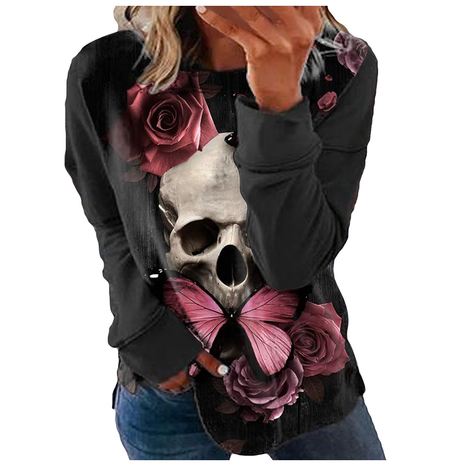 Stylish Women's Casual Floral Sleeve Print Blouse - Loose Fit Long Sleeve & Short Sleeve T-Shirt Options - Perfect for Spring Outfits, Office Wear & Date Nights