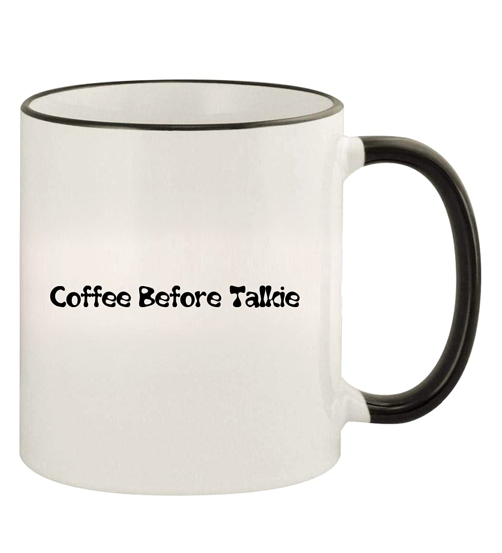 11oz Black Coffee Mug with Colored Handle & Rim - Perfect for Home, Office & Gifts | Coffee Before Talkie Ceramic Cup