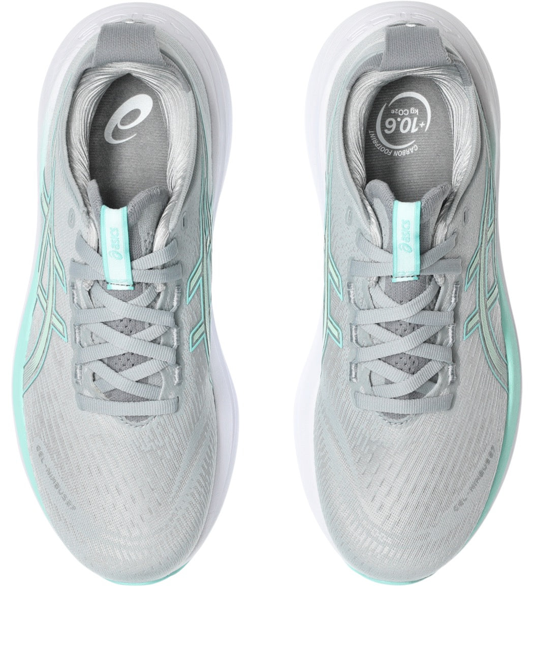 ASICS Women's Gel-Nimbus 27 Wide Running Shoes - Piedmont Grey/Illuminate Mint - Cushioned Support for Long Distance Running & Gym Workouts