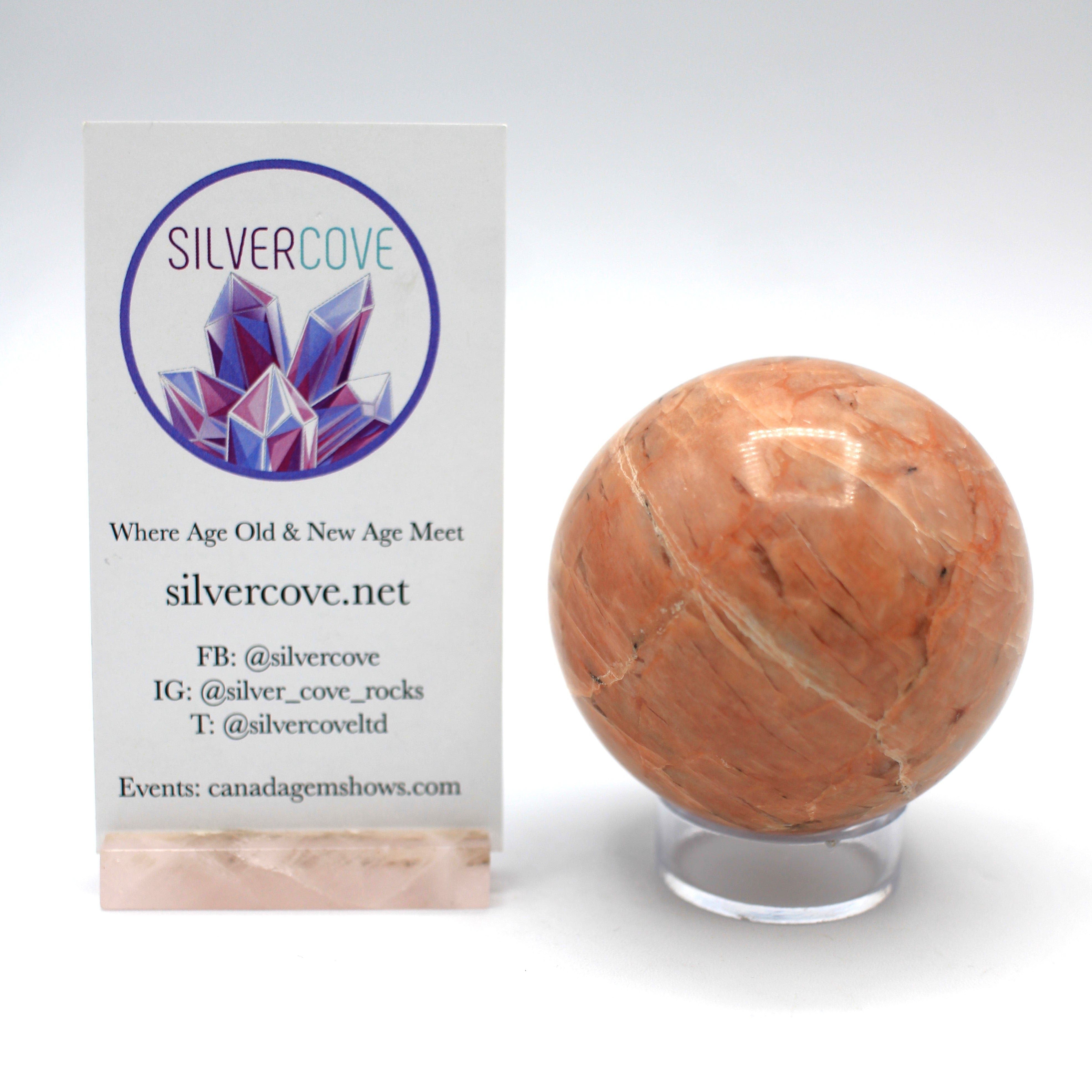 52mm Canadian Peach Moonstone Sphere - Healing Crystal Ball for Meditation, Reiki, and Home Decor