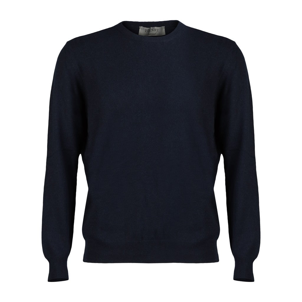Premium 100% Cashmere Crew Neck Sweater for Men - 12GG Navy Blue - Soft & Warm Winter Knitwear for Office, Travel & Casual Outfits