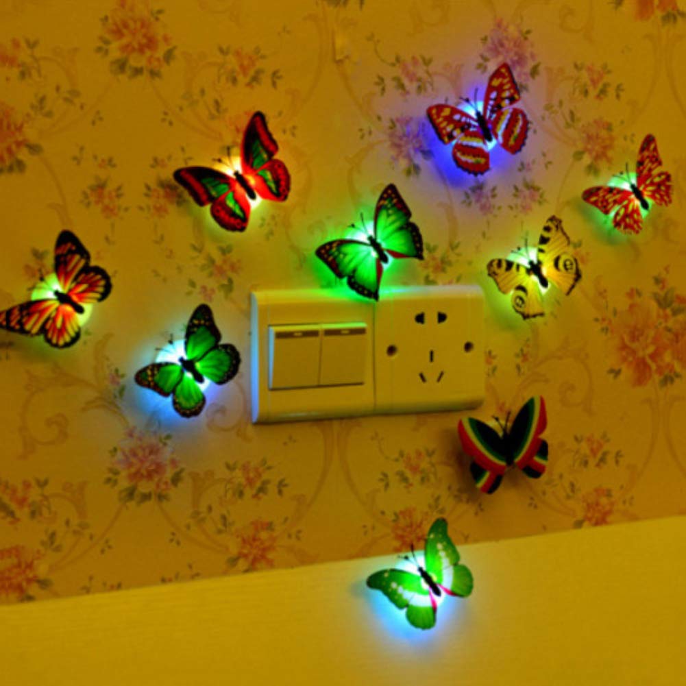 Heaven2017 LED Butterfly Sticker Night Light - 3D Simulation Wall Decal with Warm White Glow | Perfect for Kids' Room, Nursery Decor & Romantic Bedroom Ambience