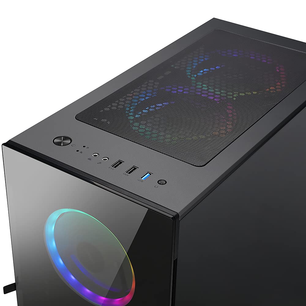 Bgears b-Voguish Gaming PC Case - ATX Mid Tower with Tempered Glass, USB 3.0 Ports, Supports E-ATX/ATX/mATX/ITX Motherboards (Fans Not Included) - Perfect for Gaming Rigs, Workstations & Custom PC Builds