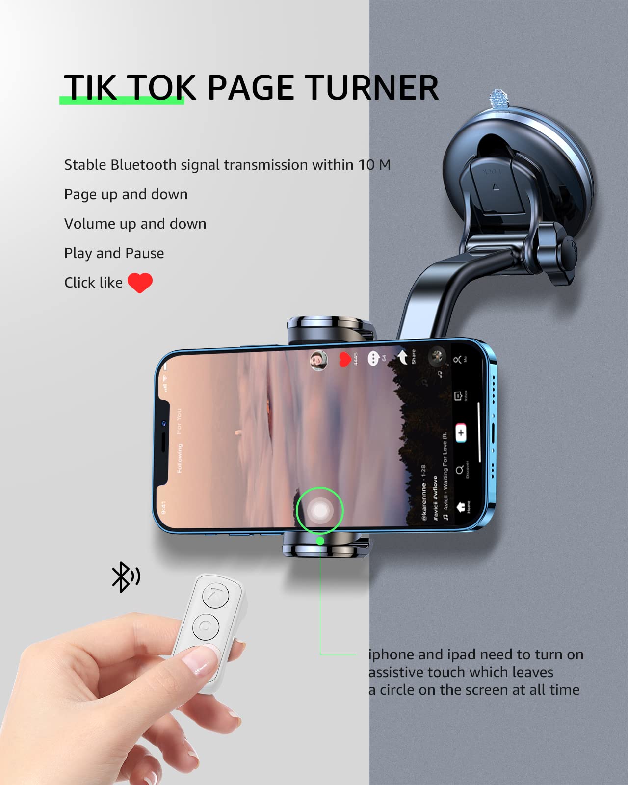 TYUOBOX Wireless Bluetooth Remote Control for TikTok, Camera Shutter & Page Turning - Compatible with iPhone, Android, iPad (White) - Perfect for Selfies, Live Streaming & Online Teaching