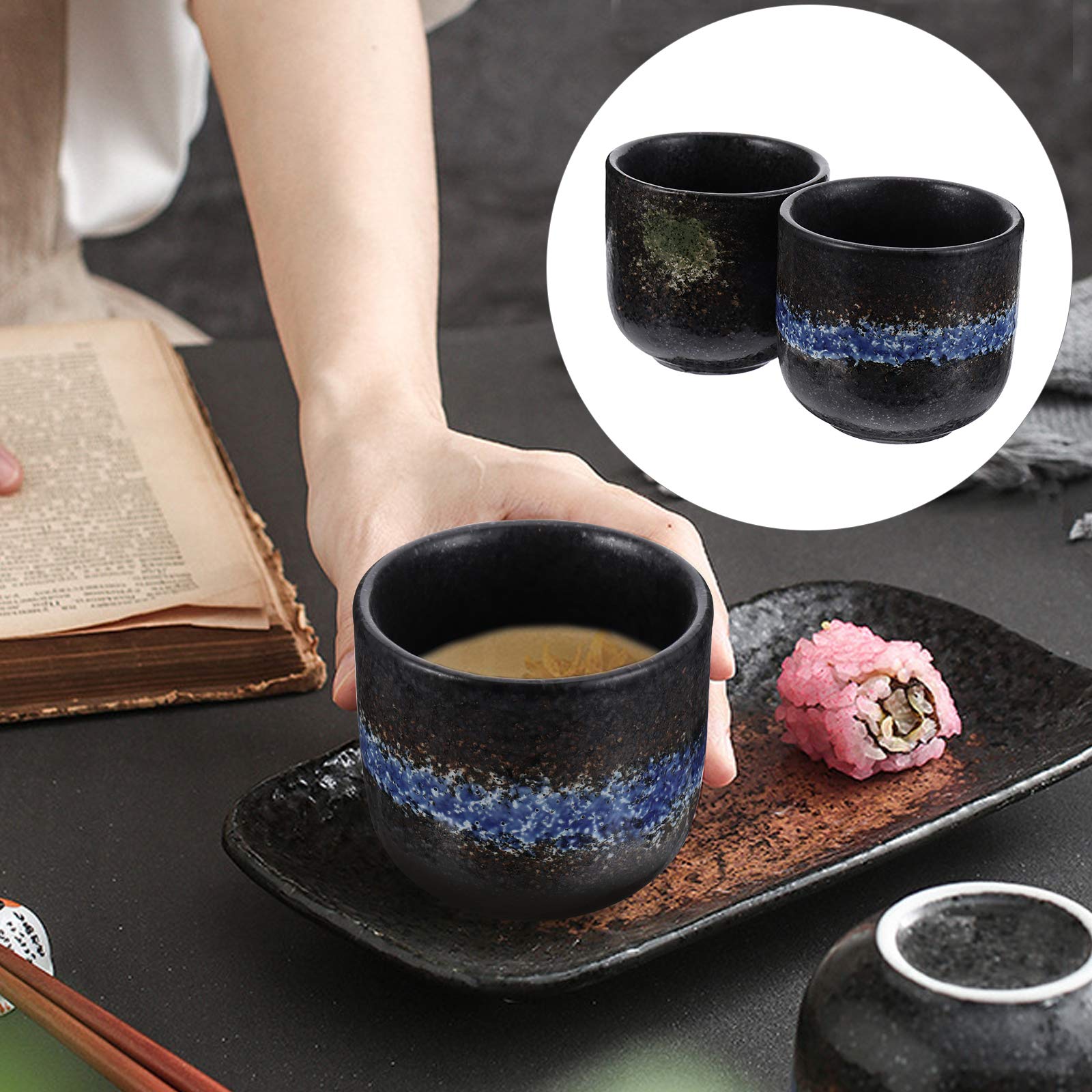 DOITOOL 2-Pack 200ML Ceramic Drinking Cups - Durable Restaurant-Grade Coffee & Tea Mugs for Home, Office, or Cafe Use