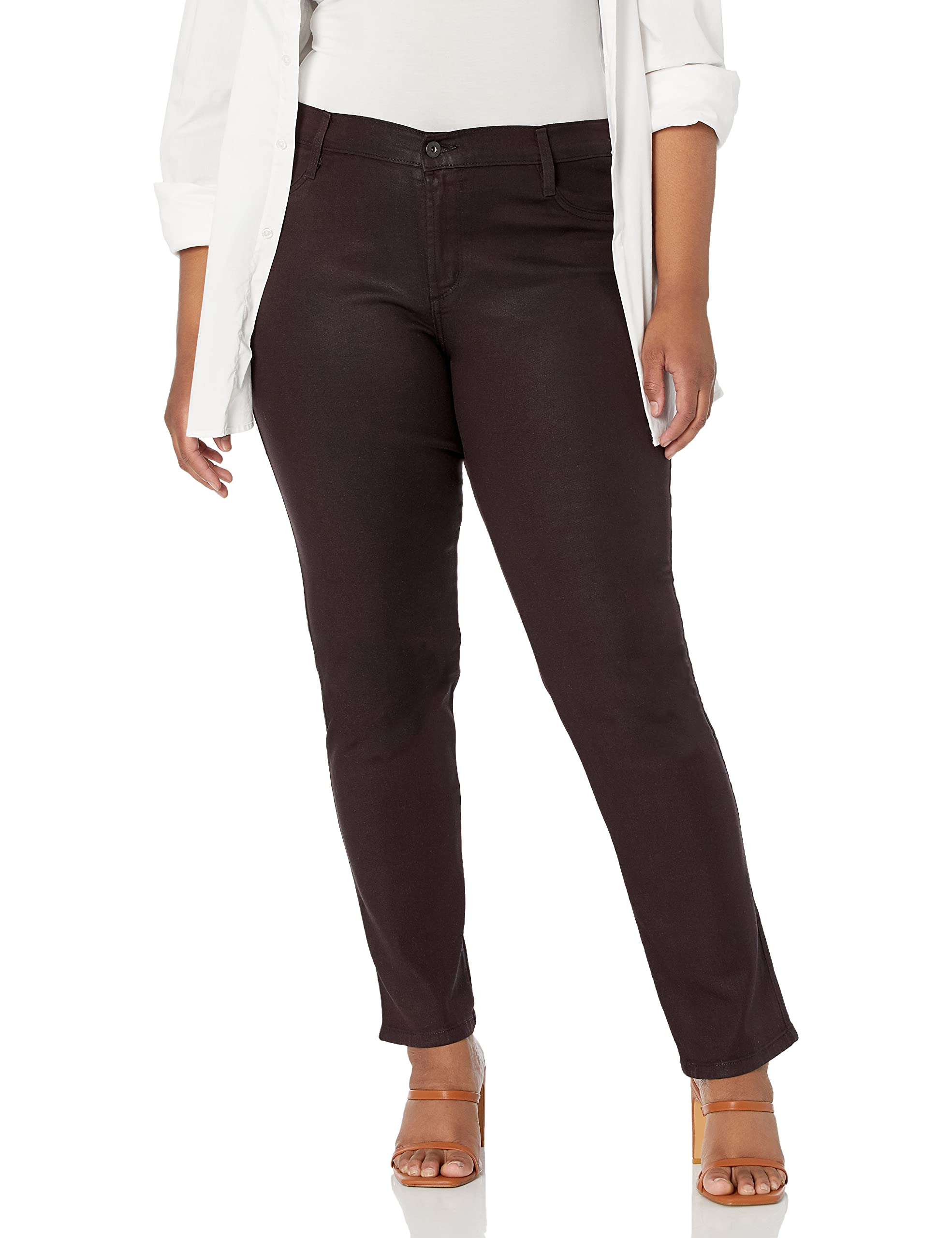 James Jean Women's Plus-Size Twiggy Z Black Red Glossed Jean - Stylish & Comfortable High-Waist Skinny Jeans for Casual Wear, Night Out & Office Outfits