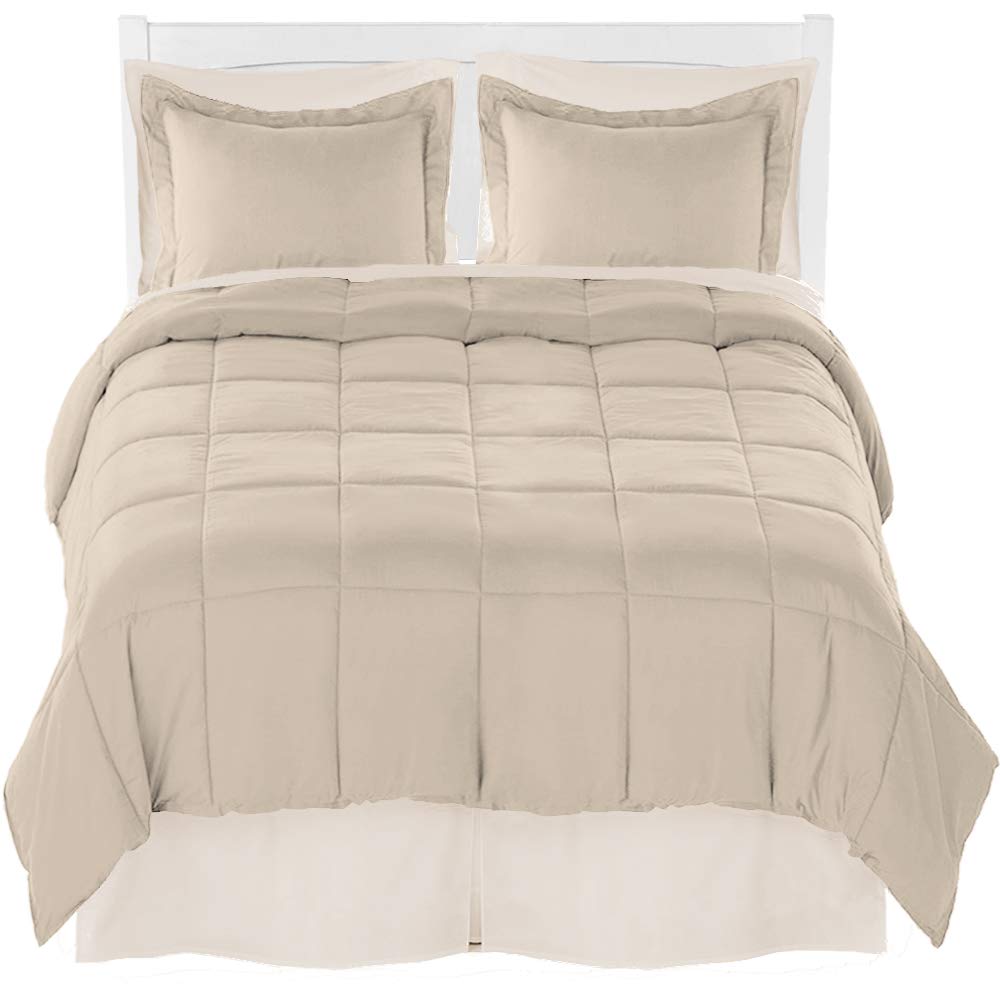 Premium Twin Comforter Set + Sheet Set + Bed Skirt - Ultra-Soft Brushed Microfiber Bedding Collection (Sand Comforter, Ivory Sheets & Bed Skirt) for Cozy Bedroom Decor & Guest Room Setup