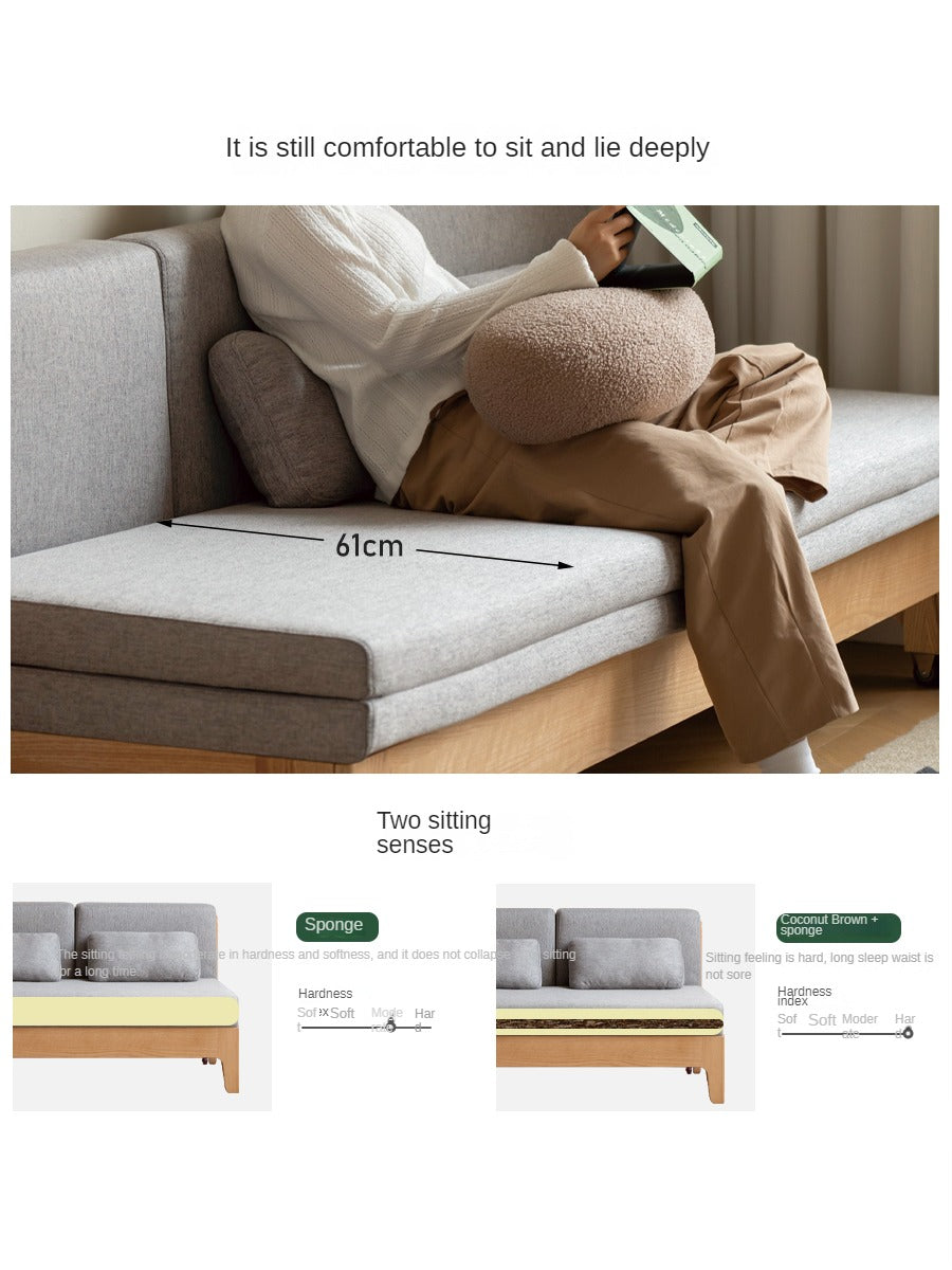Oak Solid Wood Sleeper Sofa - Convertible Sofa Bed for Small Spaces, Guest Room & Living Room | Durable & Stylish Furniture for Home & Office