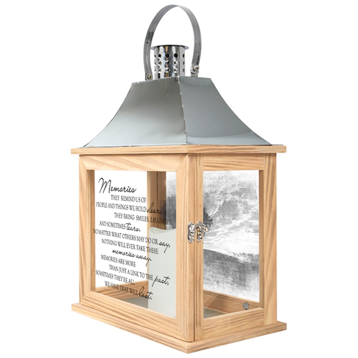 Memorial Candle Lantern - Handcrafted Wooden Keepsake with Stainless Steel Lid for Home Decor, Funeral, Wedding & Special Occasions