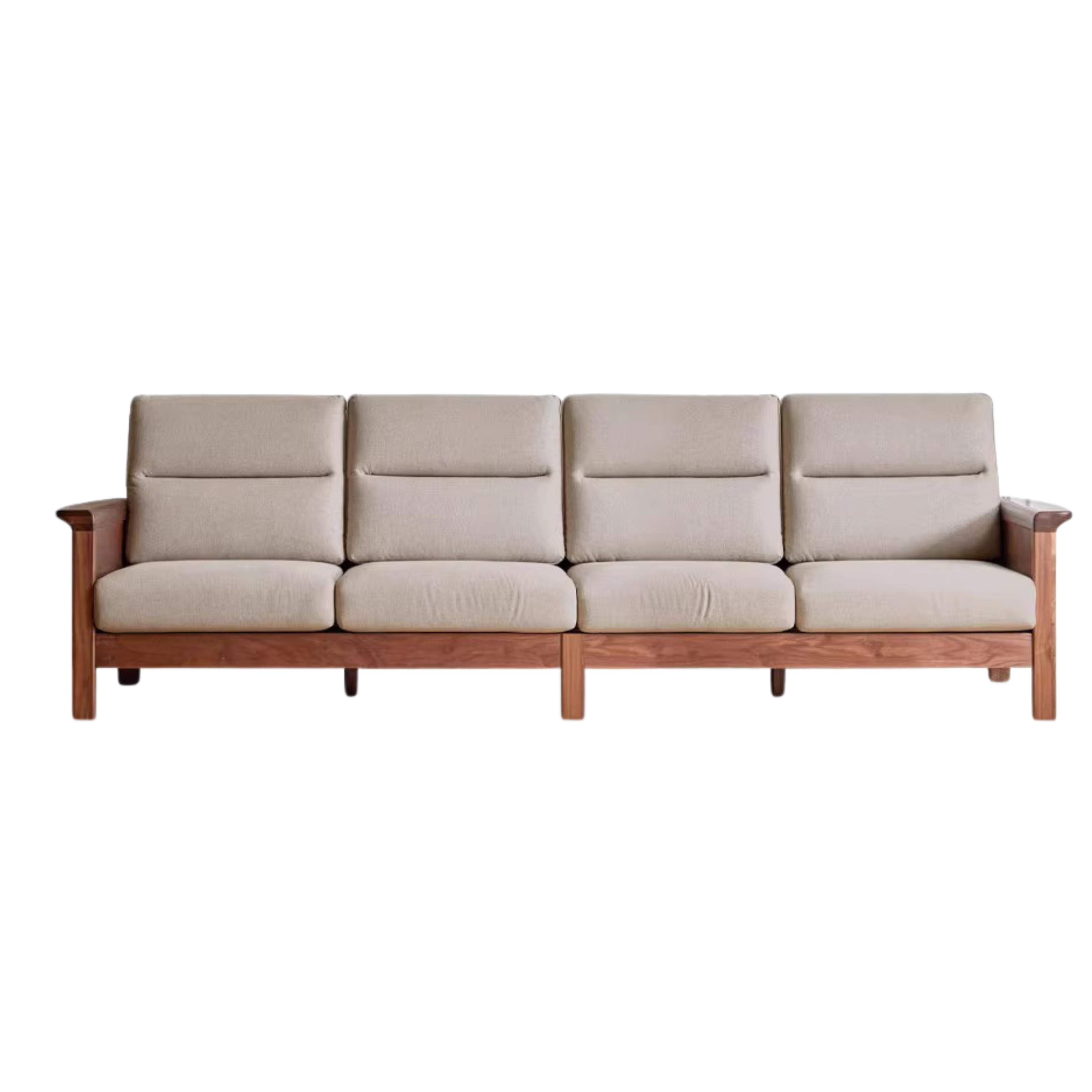 113.4x33.5x36.2inch / 288x85x92сm / Walnut color / smoked chestnut brown Beige small four-seater sofa