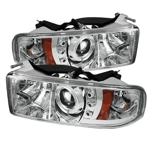 Xtune LED Halo Headlights for Dodge Ram 1500 1994-2001 - Chrome/Clear Lens - High Visibility & Style Upgrade for Night Driving & Off-Road Adventures