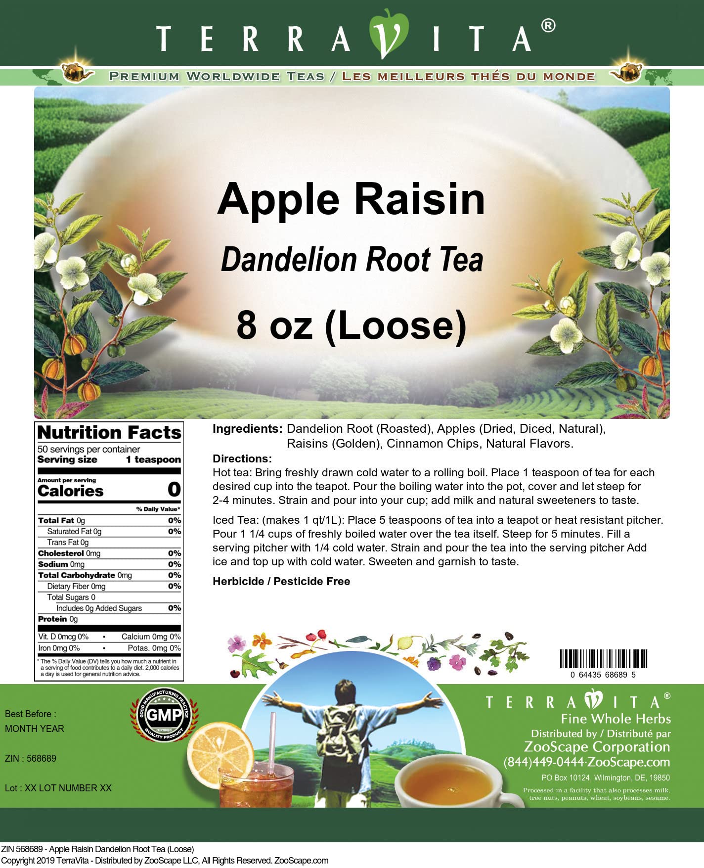 Organic Apple Raisin Dandelion Root Loose Leaf Tea - 3 Pack (8 oz Each) | Herbal Detox Tea for Digestion & Liver Support | Perfect for Relaxation & Wellness Routines