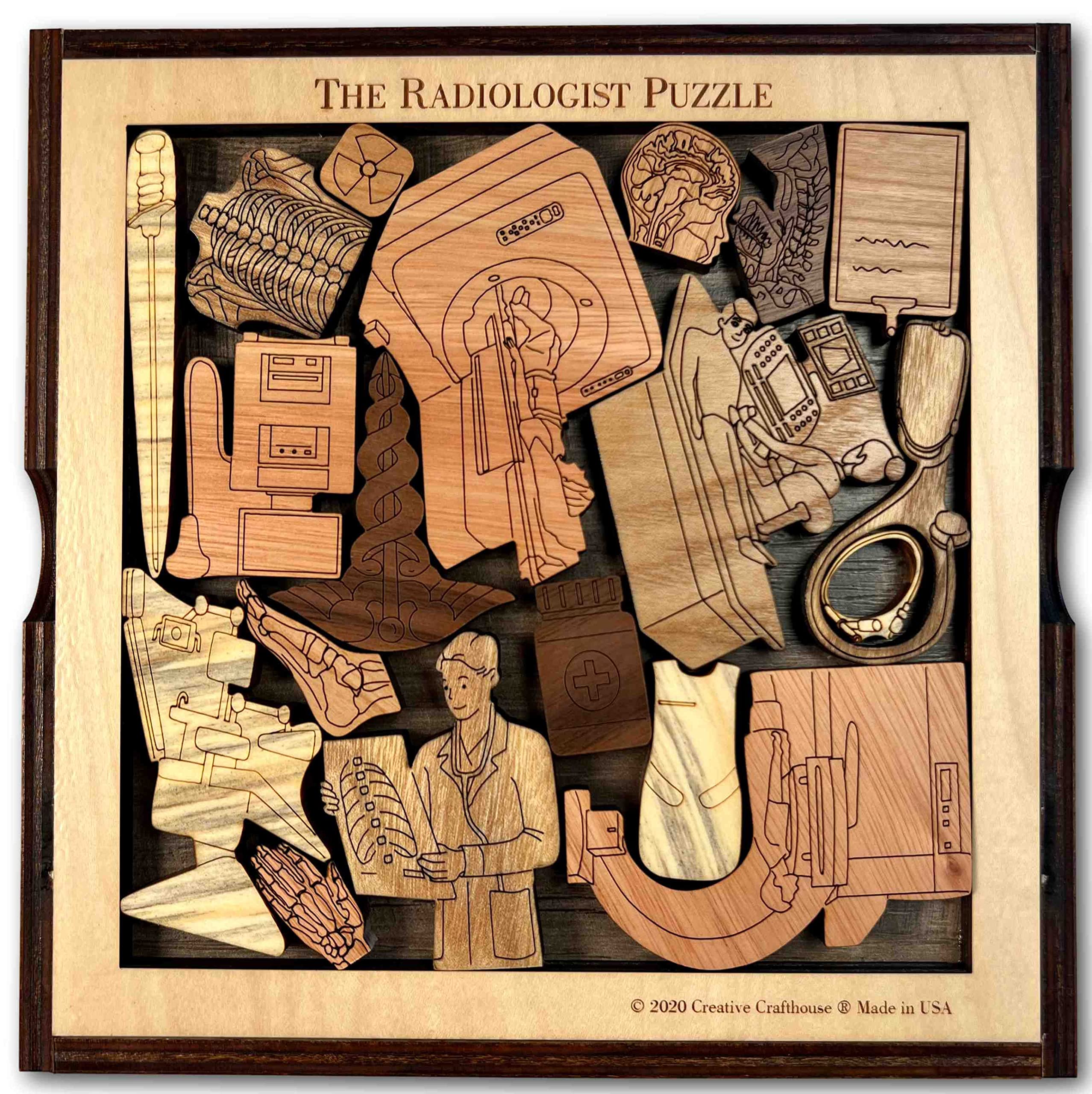 Radiologist Puzzle - Wooden Picture Frame Brain Teaser & Educational Game | Perfect for Medical Students, Doctors & Puzzle Lovers