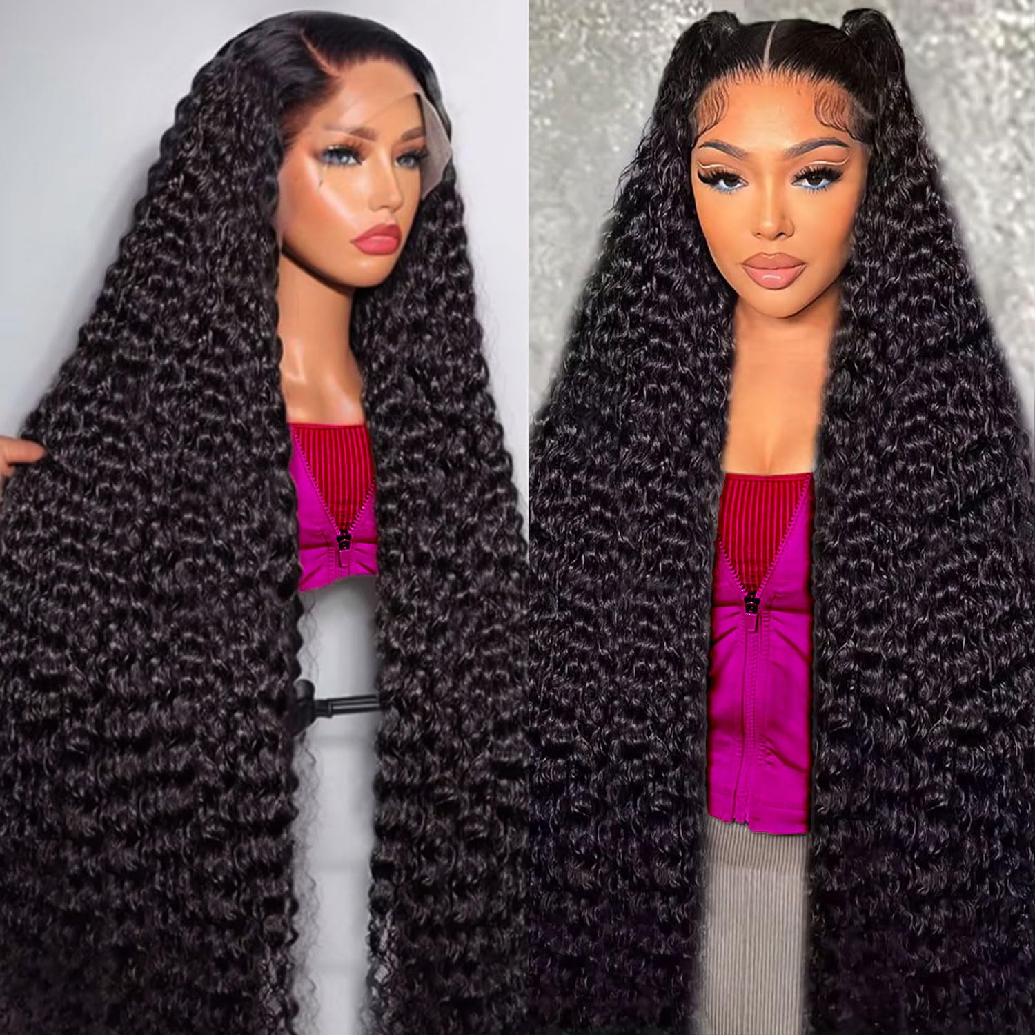 28 Inch 13x6 HD Lace Front Wigs Human Hair - 200% Density Deep Wave Curly Wigs with Pre-Plucked Hairline, Glueless Natural Look for Women | Perfect for Daily Wear, Parties, Cosplay & Special Occasions