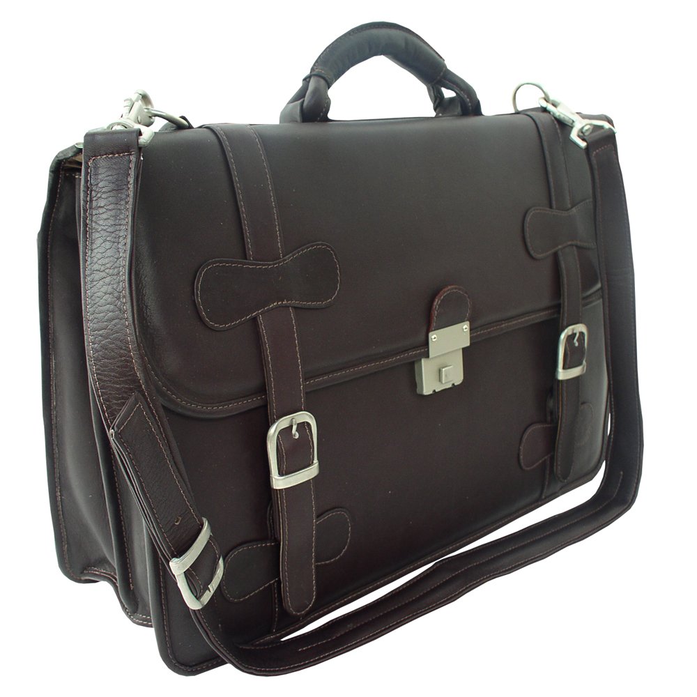 XXL Flap-Over Portfolio in Chocolate Brown - Professional Leather Document Holder for Business Meetings, Job Interviews & Office Organization