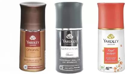 Yardley London Original, Gentleman Classic & Royal Bouquet Deodorant Roll-On for Men & Women - 3 Pack (50ml Each) | Long-Lasting Fragrance for Work, Gym & Everyday Use
