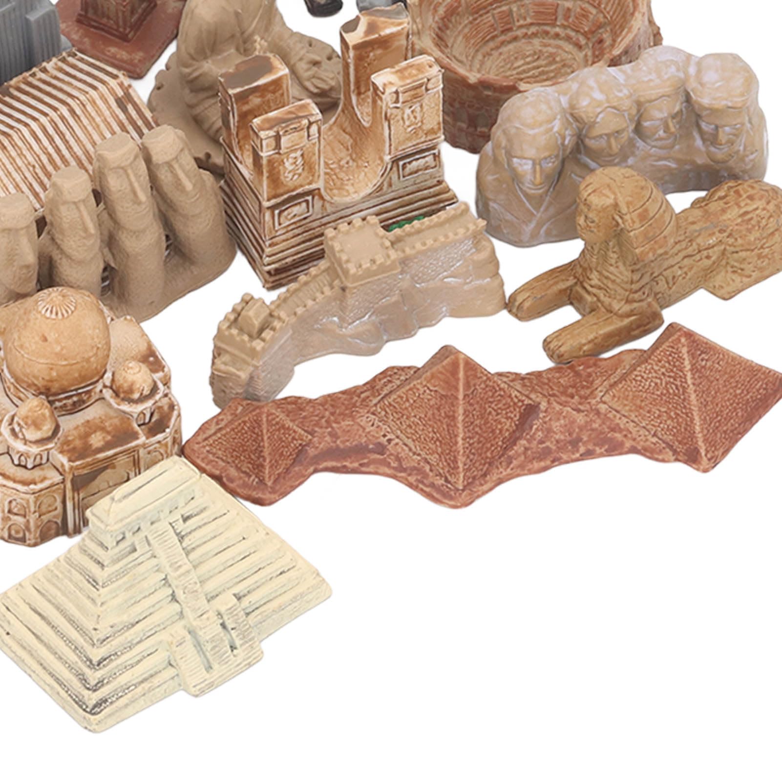 17PCS Miniature Ancient Buildings Model Kit - Worldwide Landmarks Collection with Egyptian Pyramid - Educational Toys for Kids & Adults - Perfect for Home Decor, School Projects & Collectibles